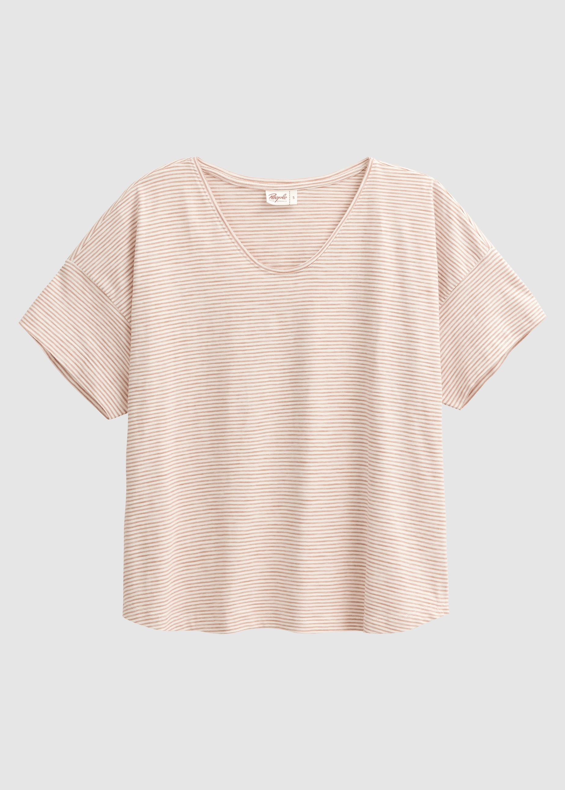 Kurzarm-Shirt Karamell Geringelt