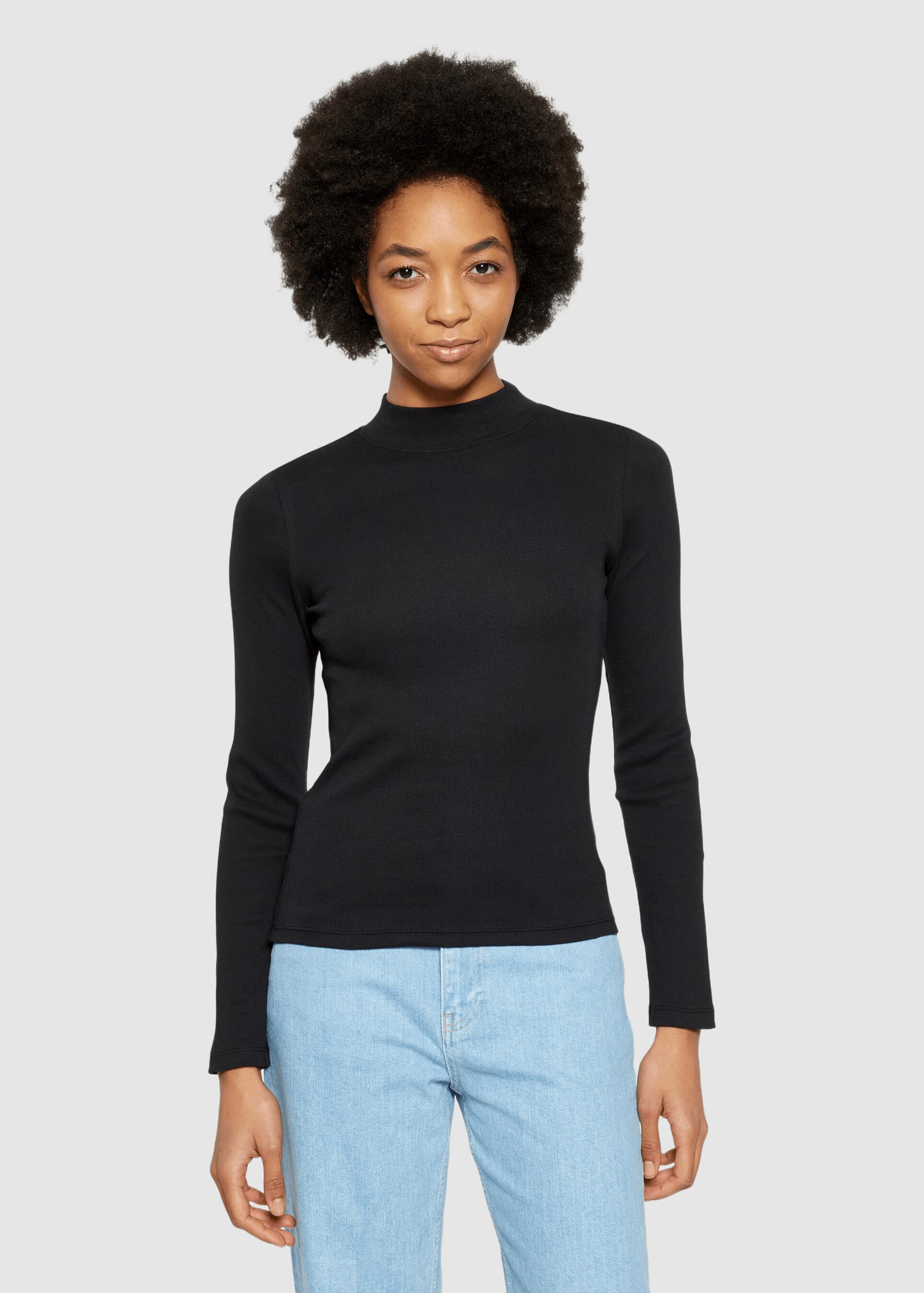 Rib Mock Neck Black Jet