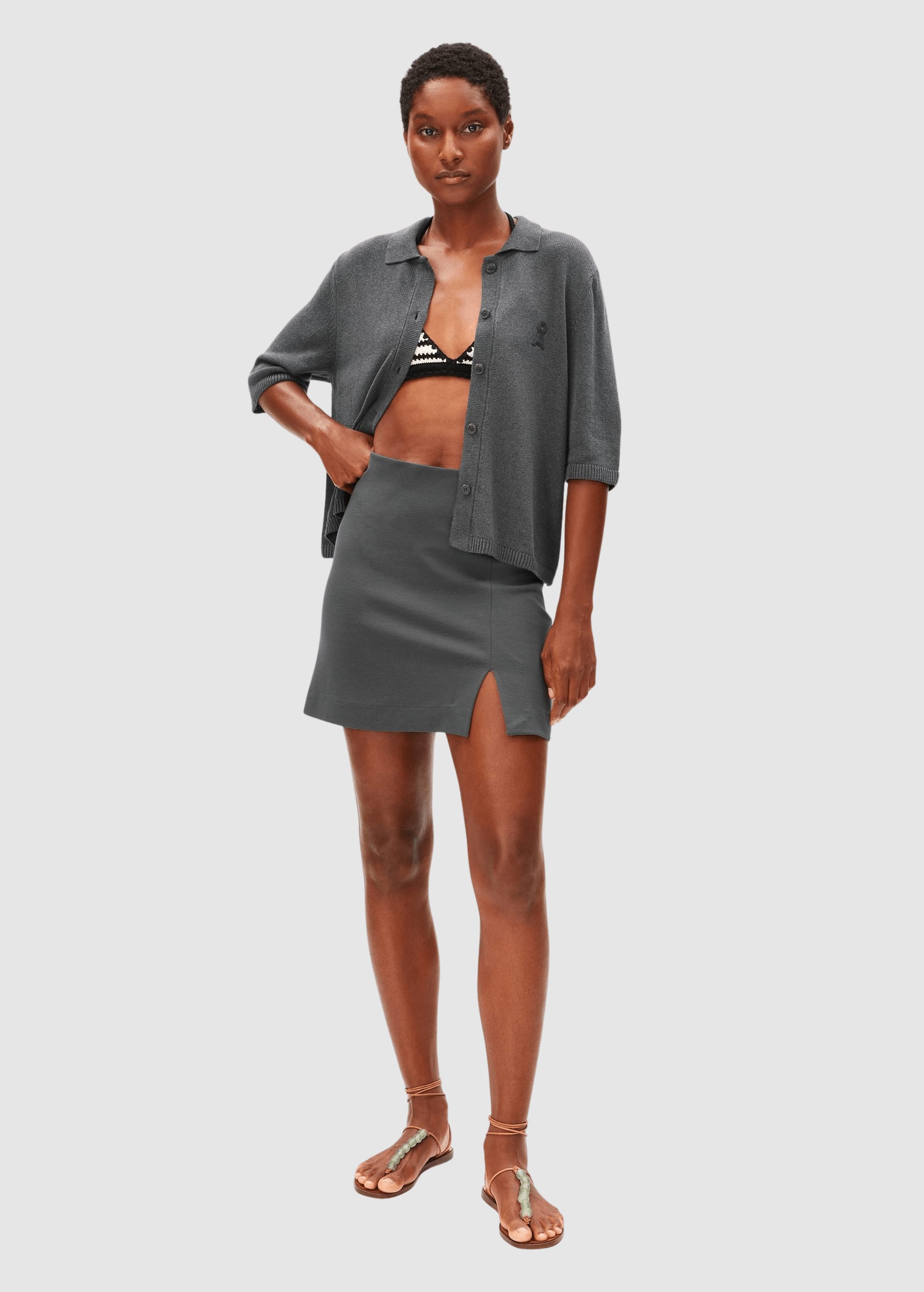Vanjaraa Mini Skirt Space Steel