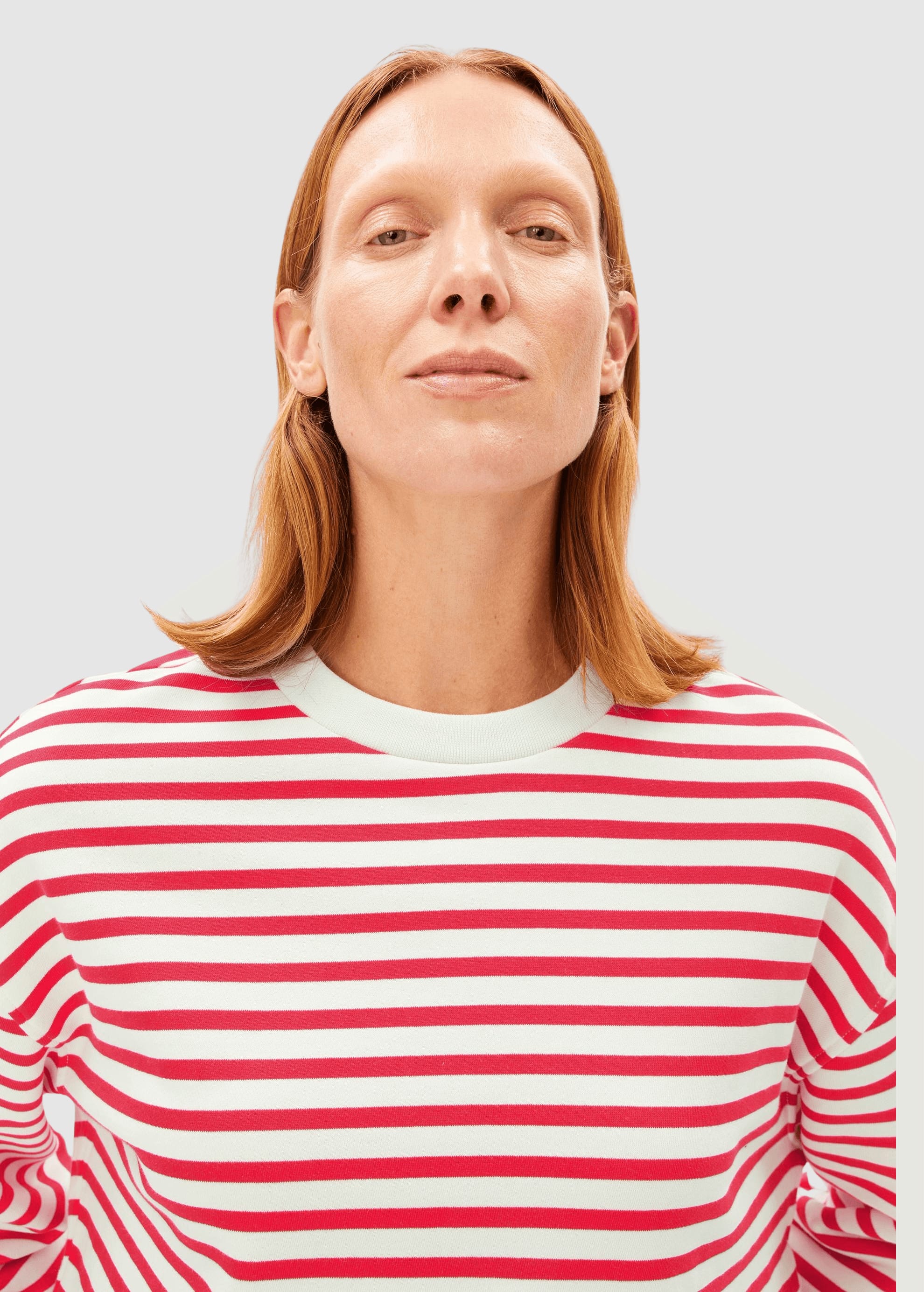 Frankaa Maarlen Stripe Sweat Undyed-Mars Red