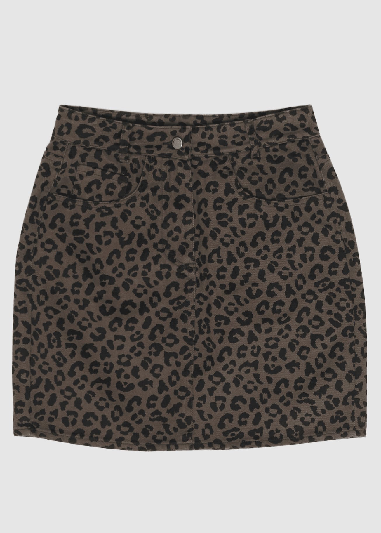 Printed Mini Denim Skirt Chocolate Brown Printed