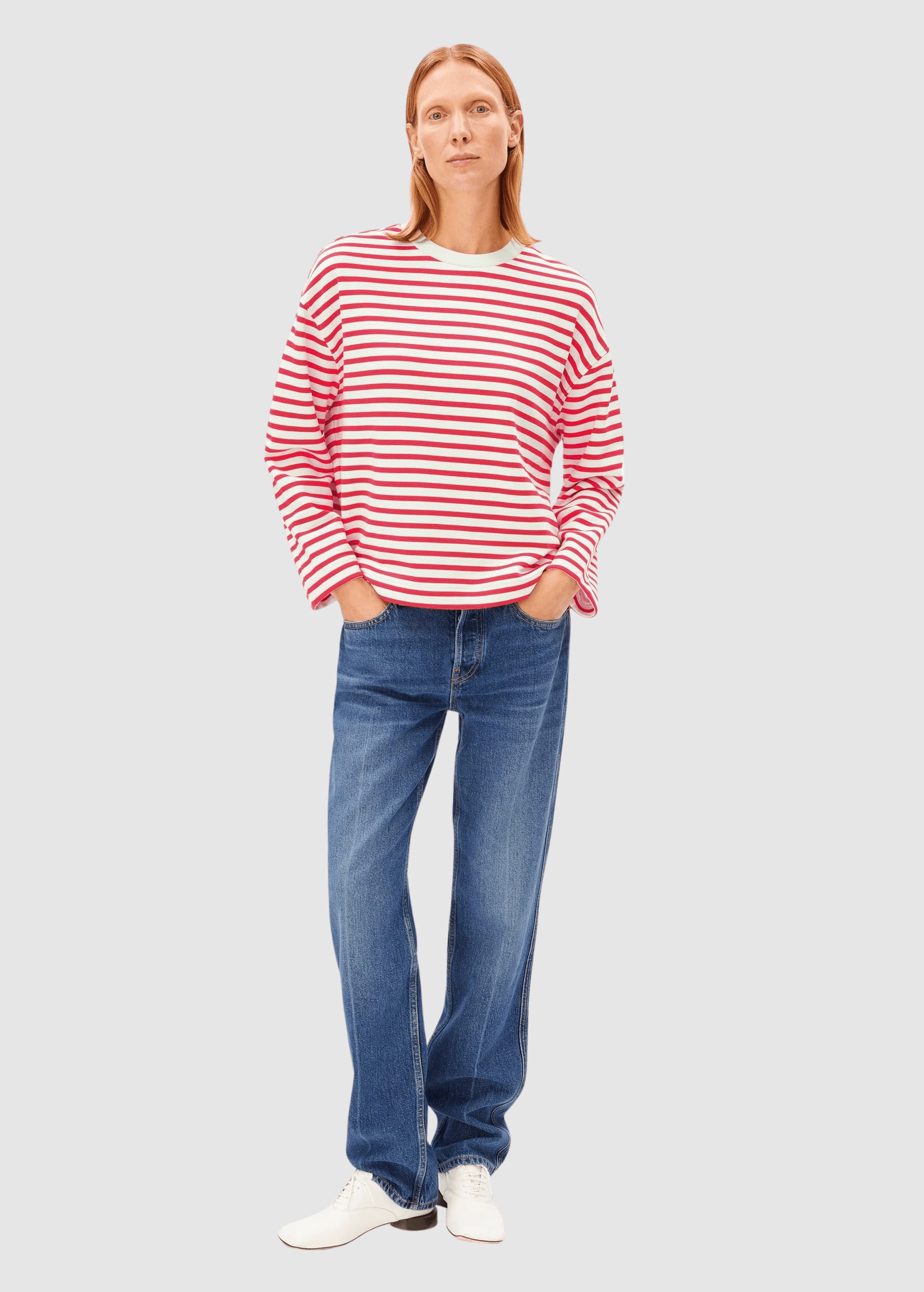 Frankaa Maarlen Stripe Sweat Undyed-Mars Red