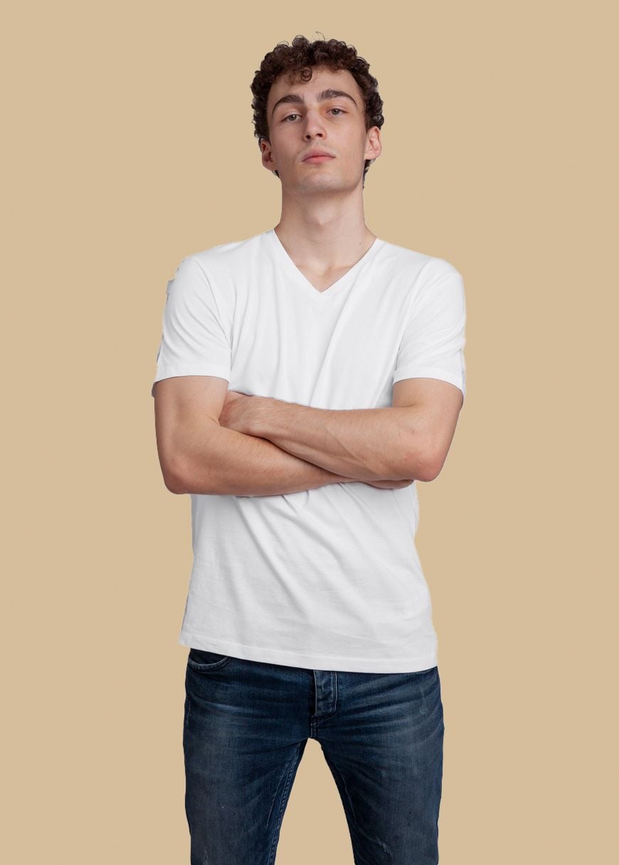 GXB-STTM562-WHITE-01.jpg V-Neck T-Shirt Man White