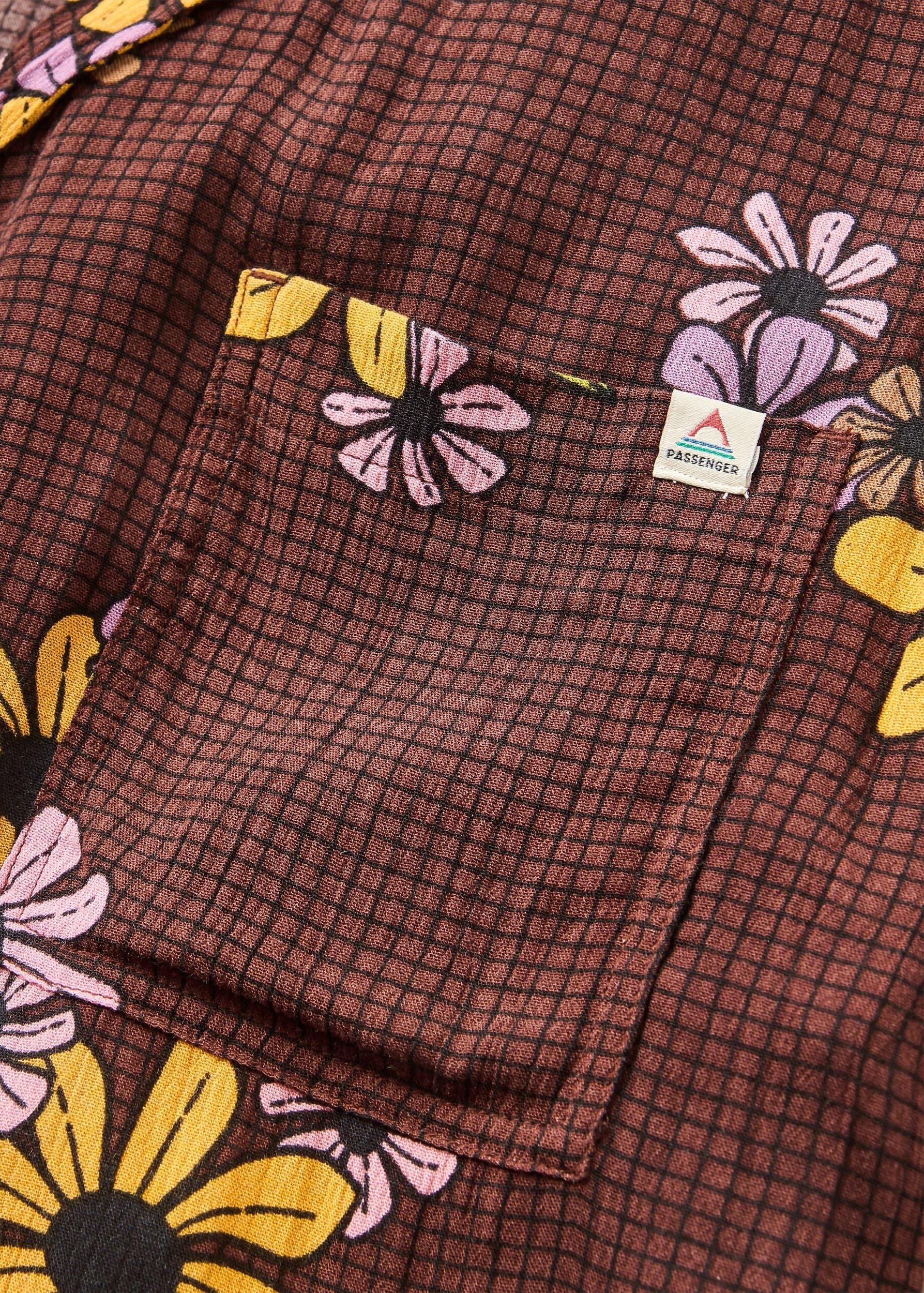 Arden Short Sleeve Shirt Eco Vero Floral Grid Espresso Arden Short Sleeve Shirt Eco Vero Floral Grid Espresso