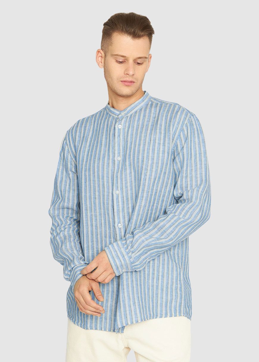 Long Sleeve Striped Linen Custom Fit Shirt