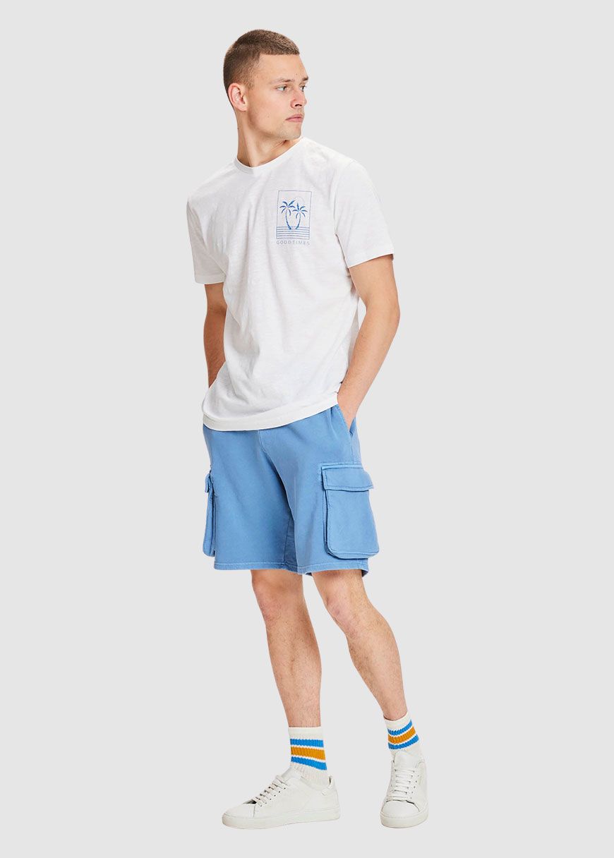 Slub Tee W Palm Print At Chest Slub Tee W Palm Print At Chest