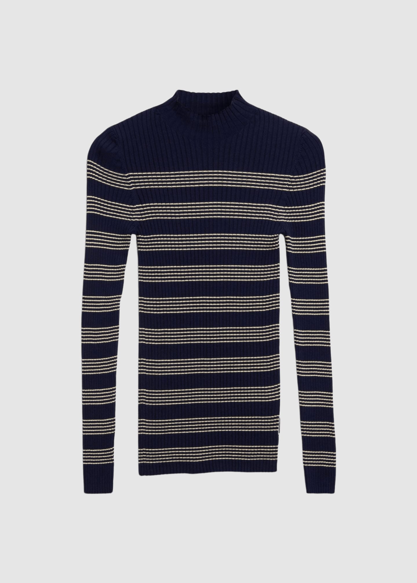 Alaania Striped Knit Sweater Tinted Navy Golden Hay