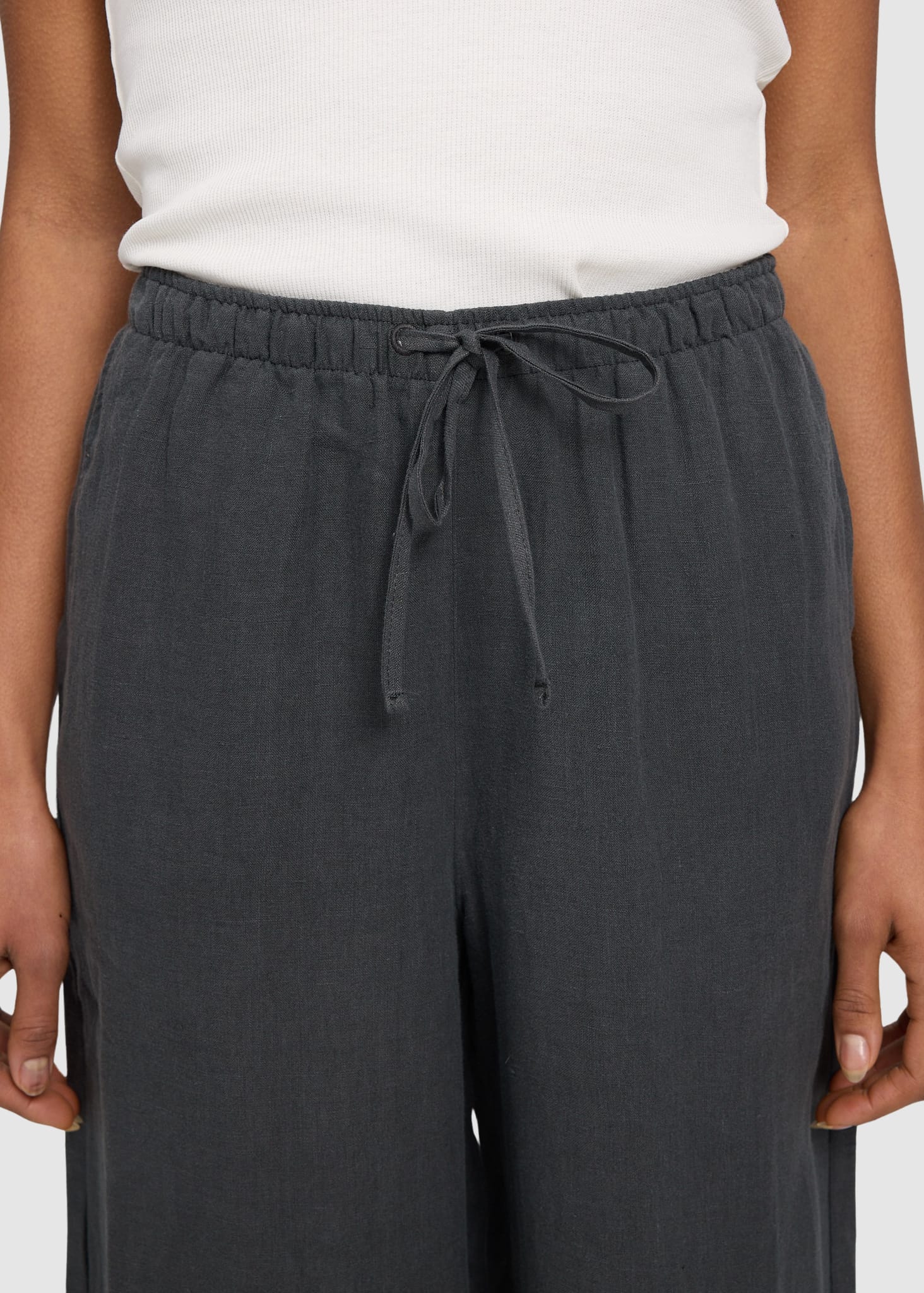 Drawstring Linen Pants Anthra