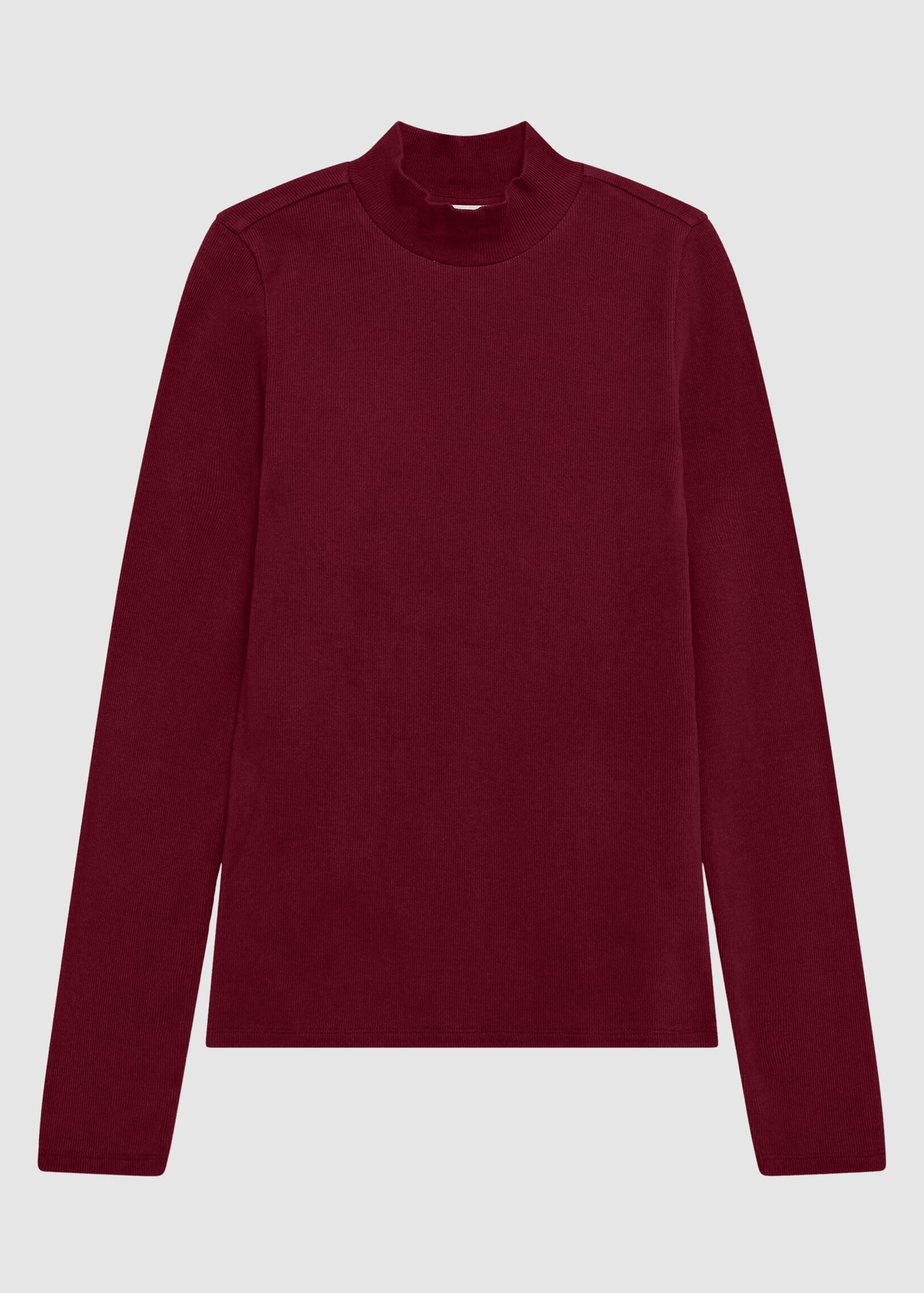 knowledge-cotton-apparel-rib-mock-neck-burgundy-1.jpeg Rib Mock Neck Burgundy