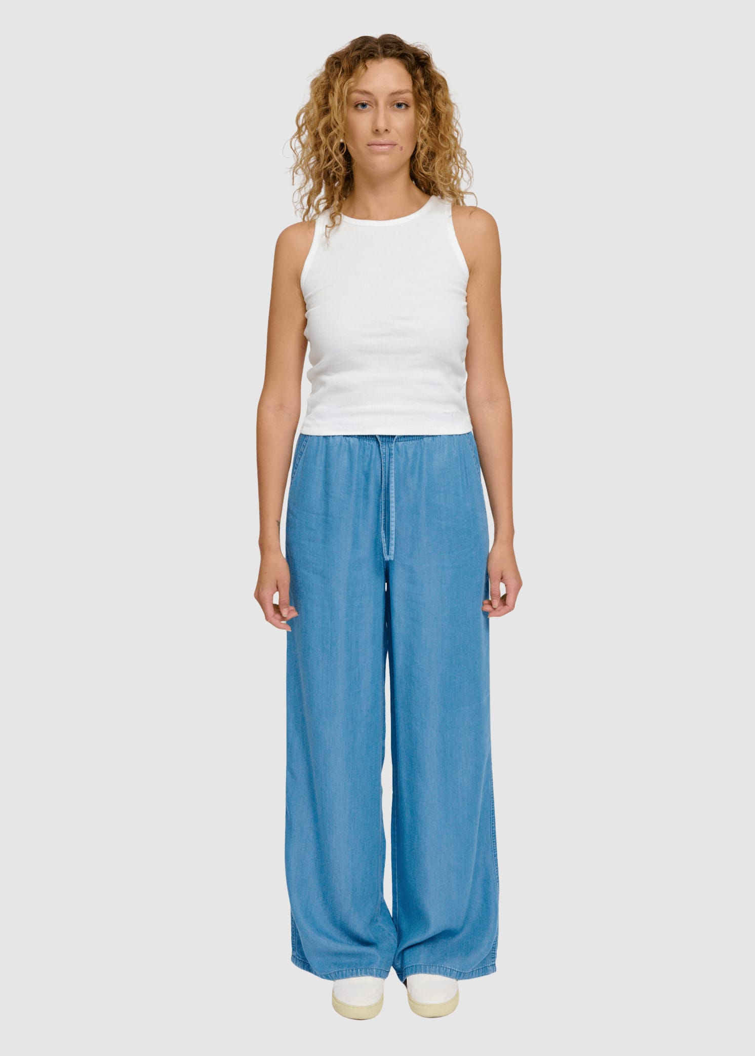 Drawstring Tencel Pants Dark Blue Wash