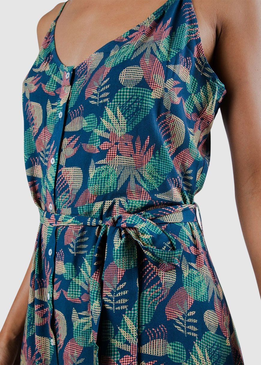 Flower Vichy Strap Dress