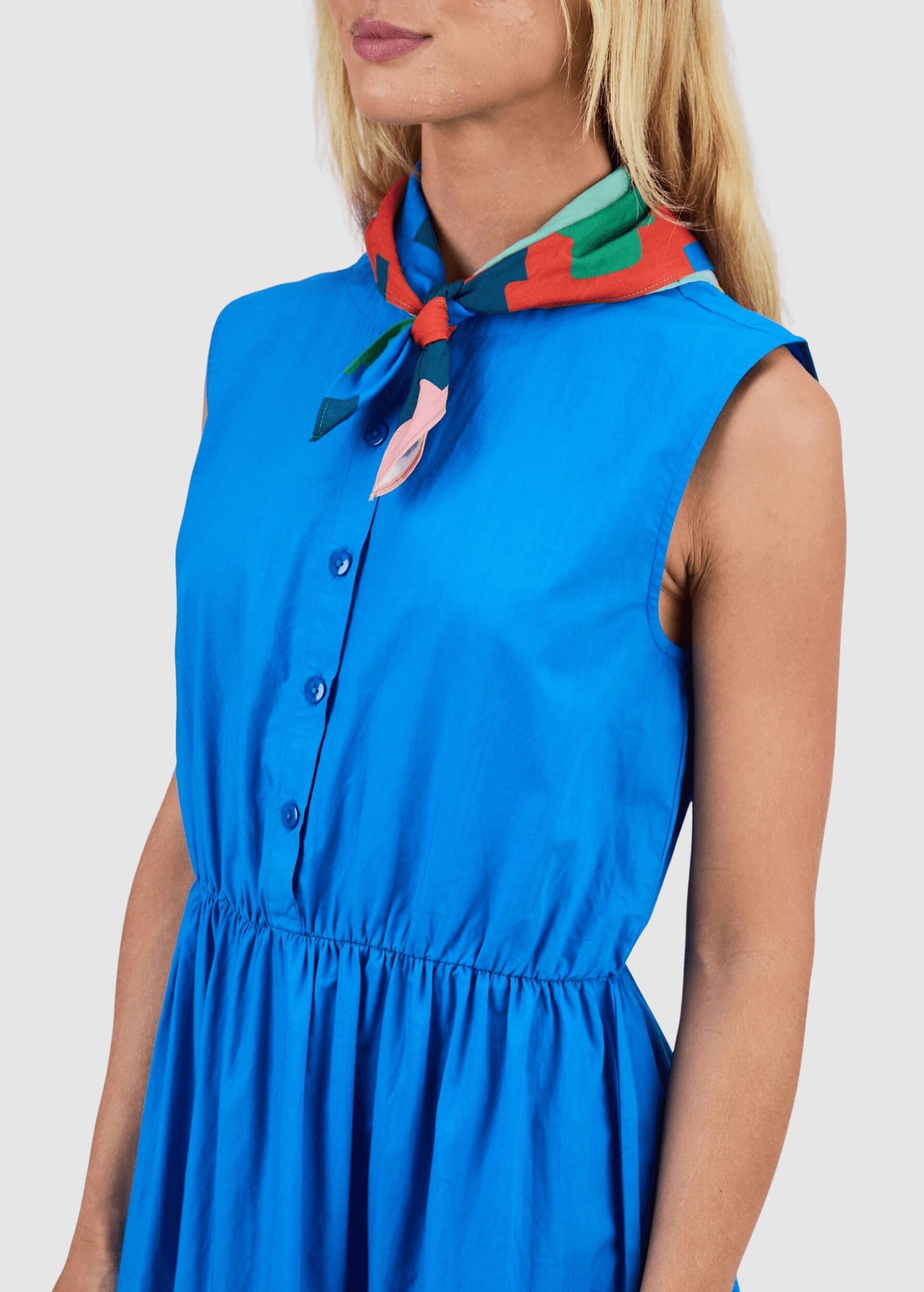 Sleeveless Shirt Dress Blue Sleeveless Shirt Dress Blue