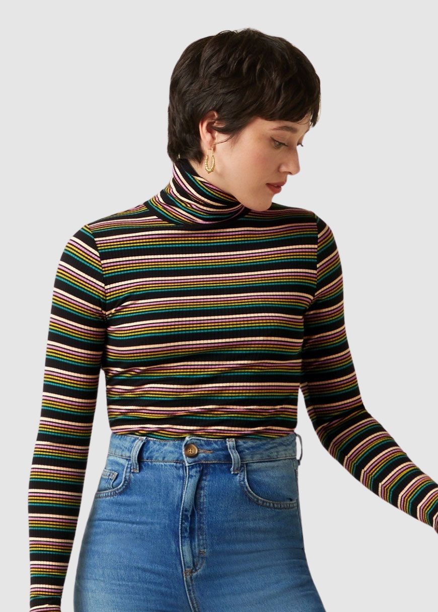 Rollneck Top Frostine Stripe