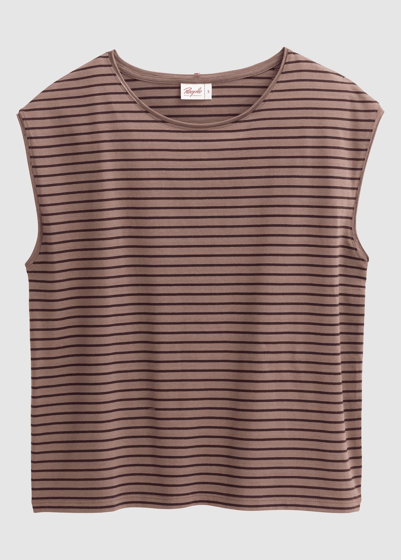 Kurzarm-Shirt Dunkelbraun Geringelt