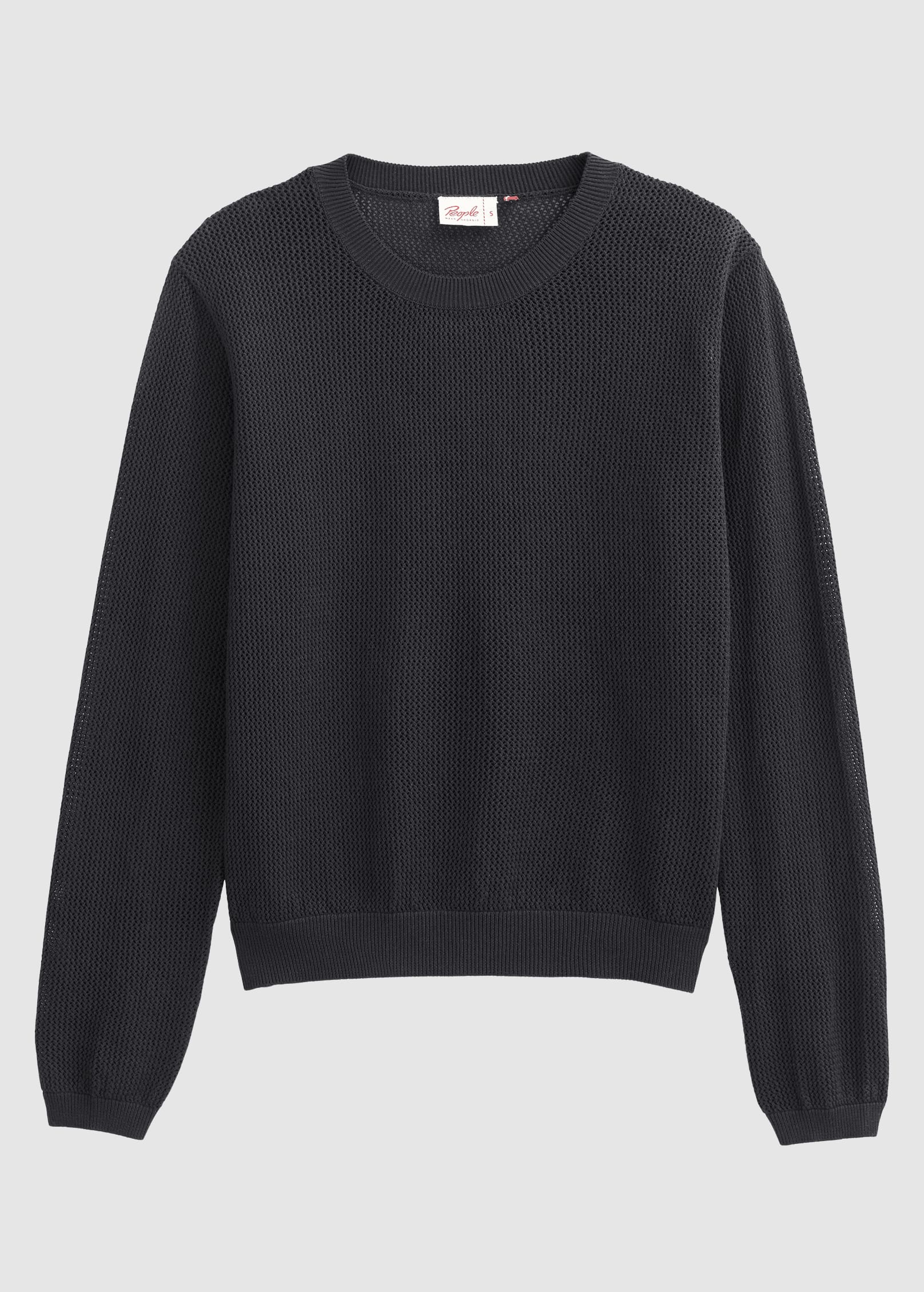 Lochstrick-Pullover Schwarz