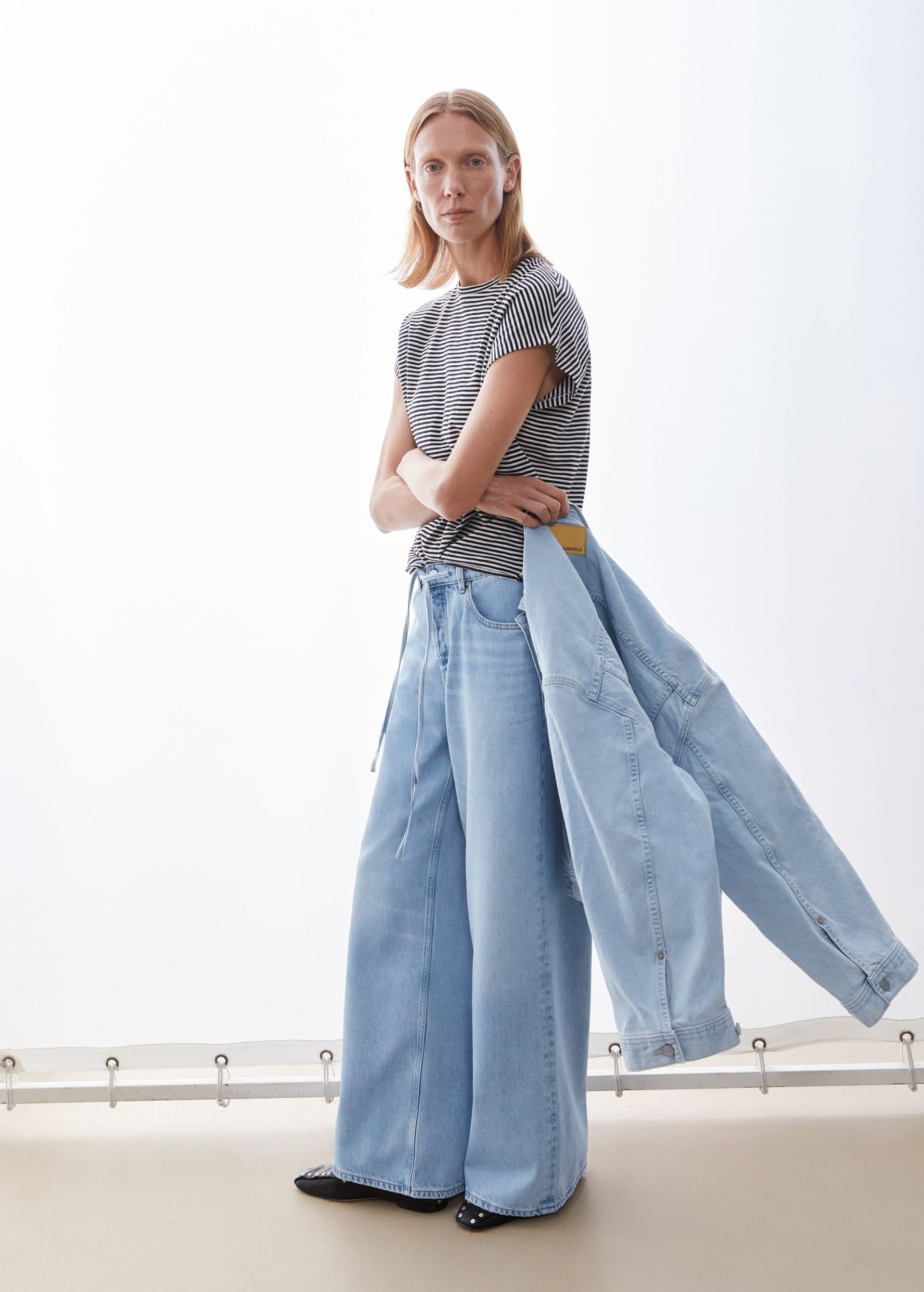 Slub Jersey Stripe T-Shirt Black-Oatmilk