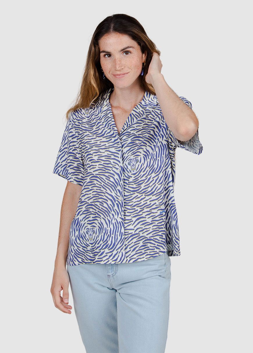 Tiger Aloha Blouse White Tiger Aloha Blouse White