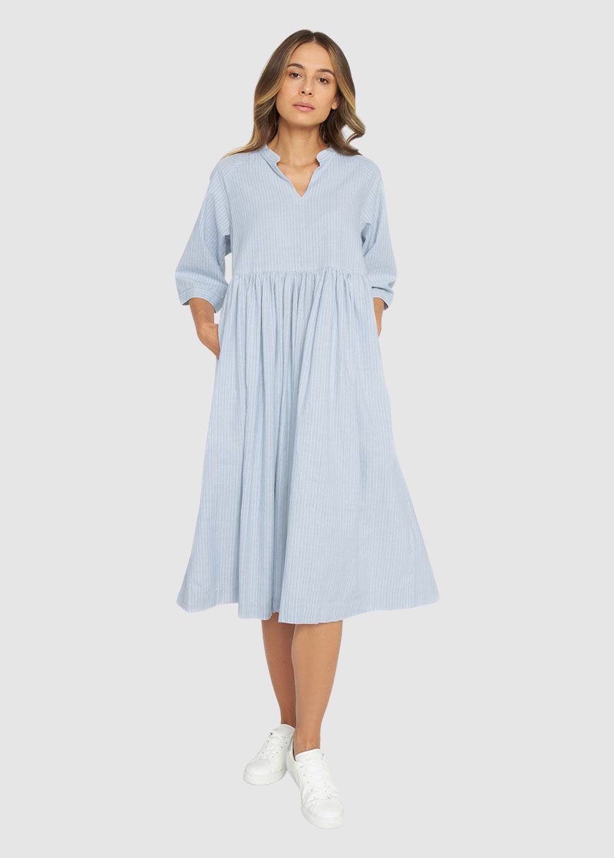 Grandad Collar SS Shirt Dress