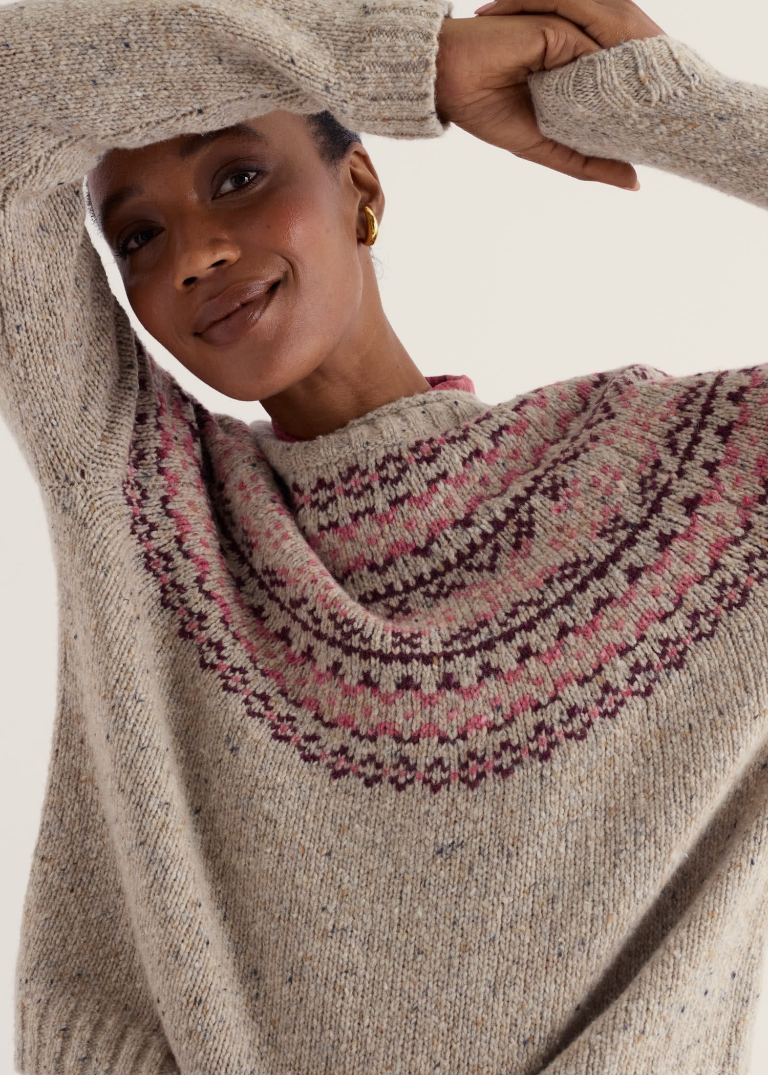 Port Kinnis Jumper Merino Shingle Bay Dark Rose Mix