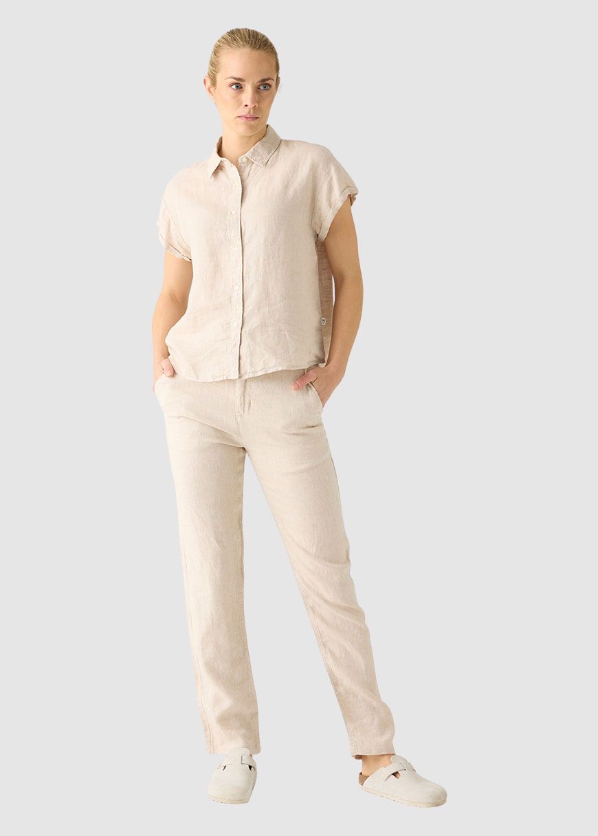 Calla Tapered Mid-Rise Linen Pants
