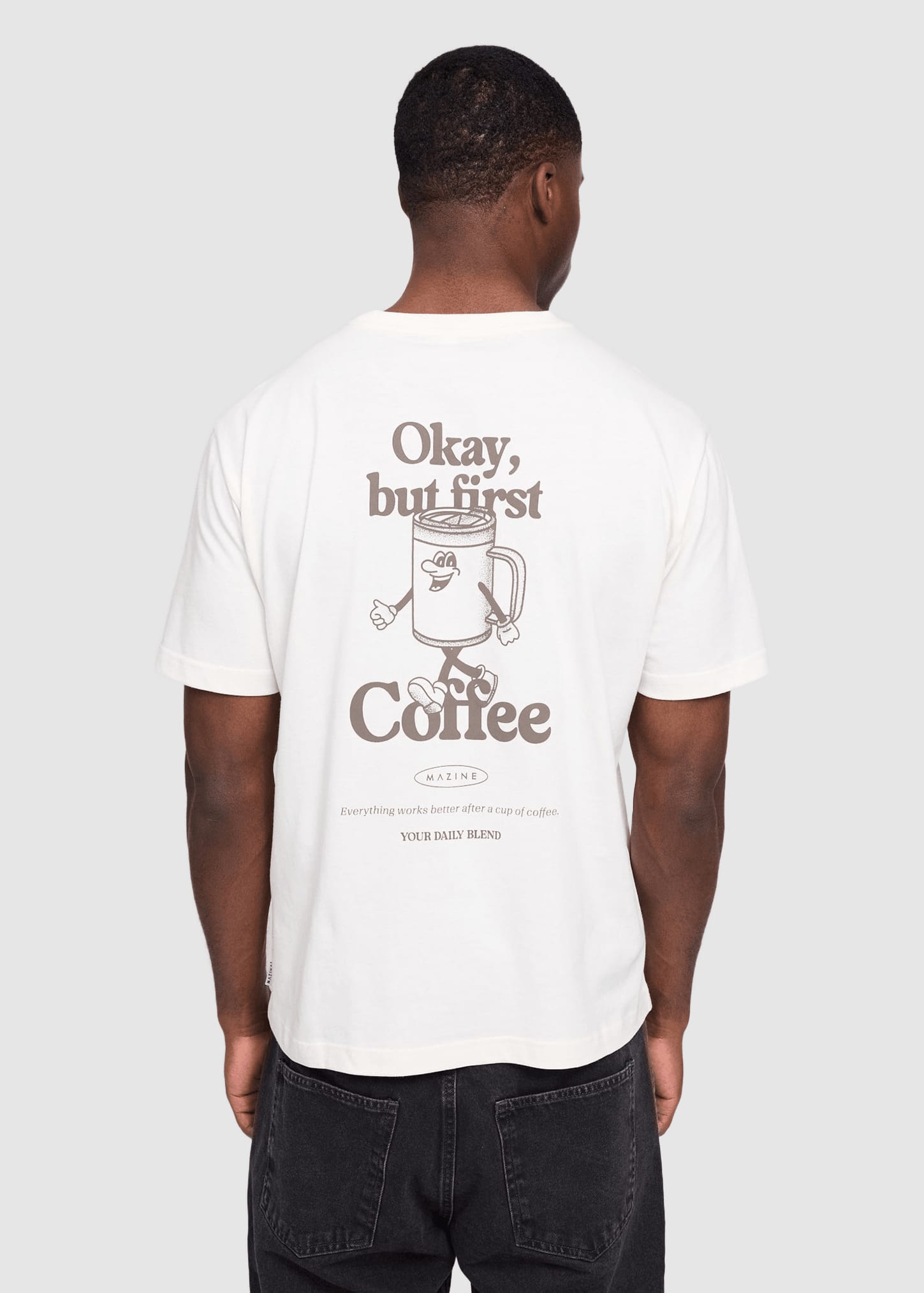 Back Print Theme T-Shirt Offwhite Coffee