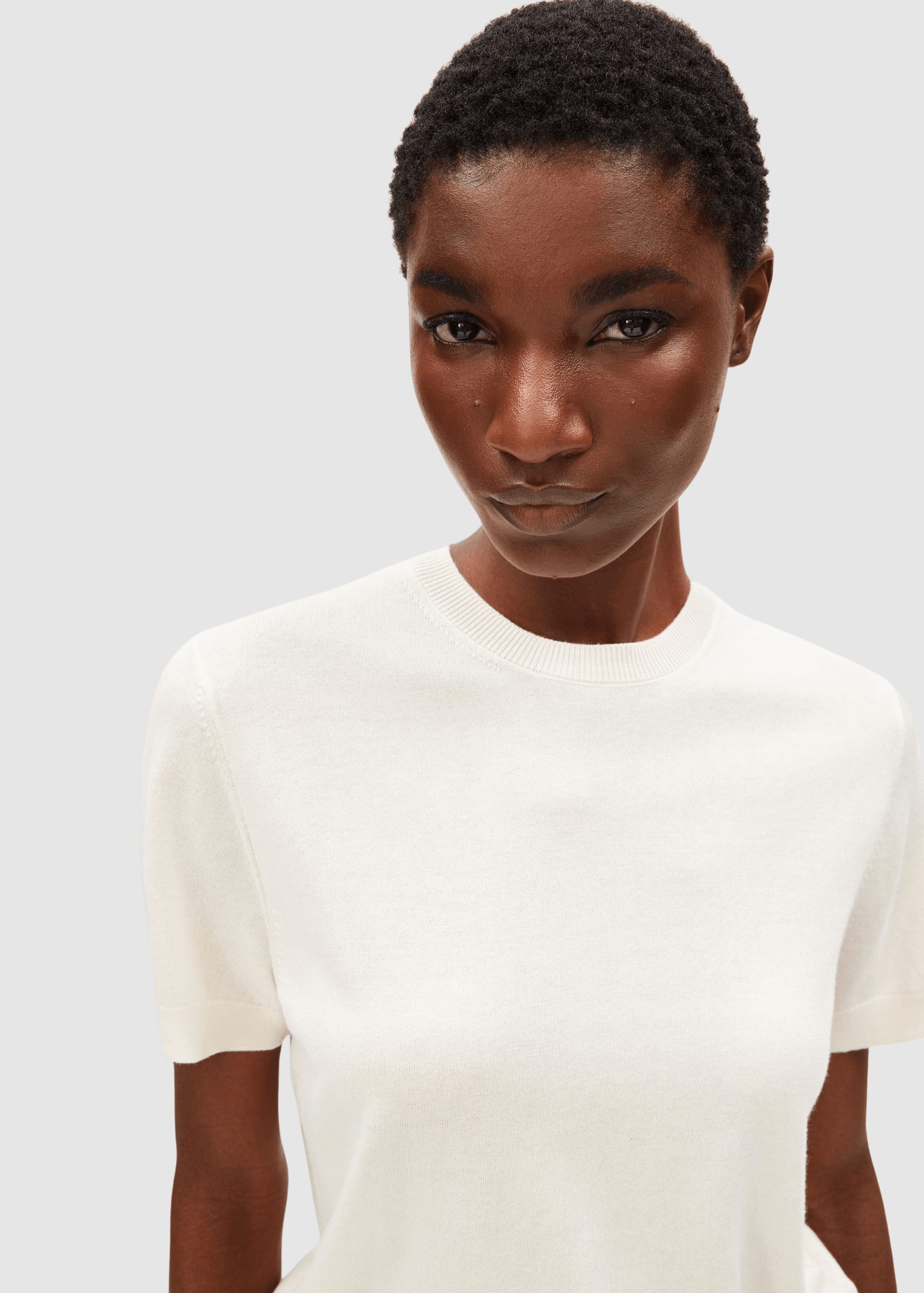 Fine S Sl Knit Sweater Oatmilk