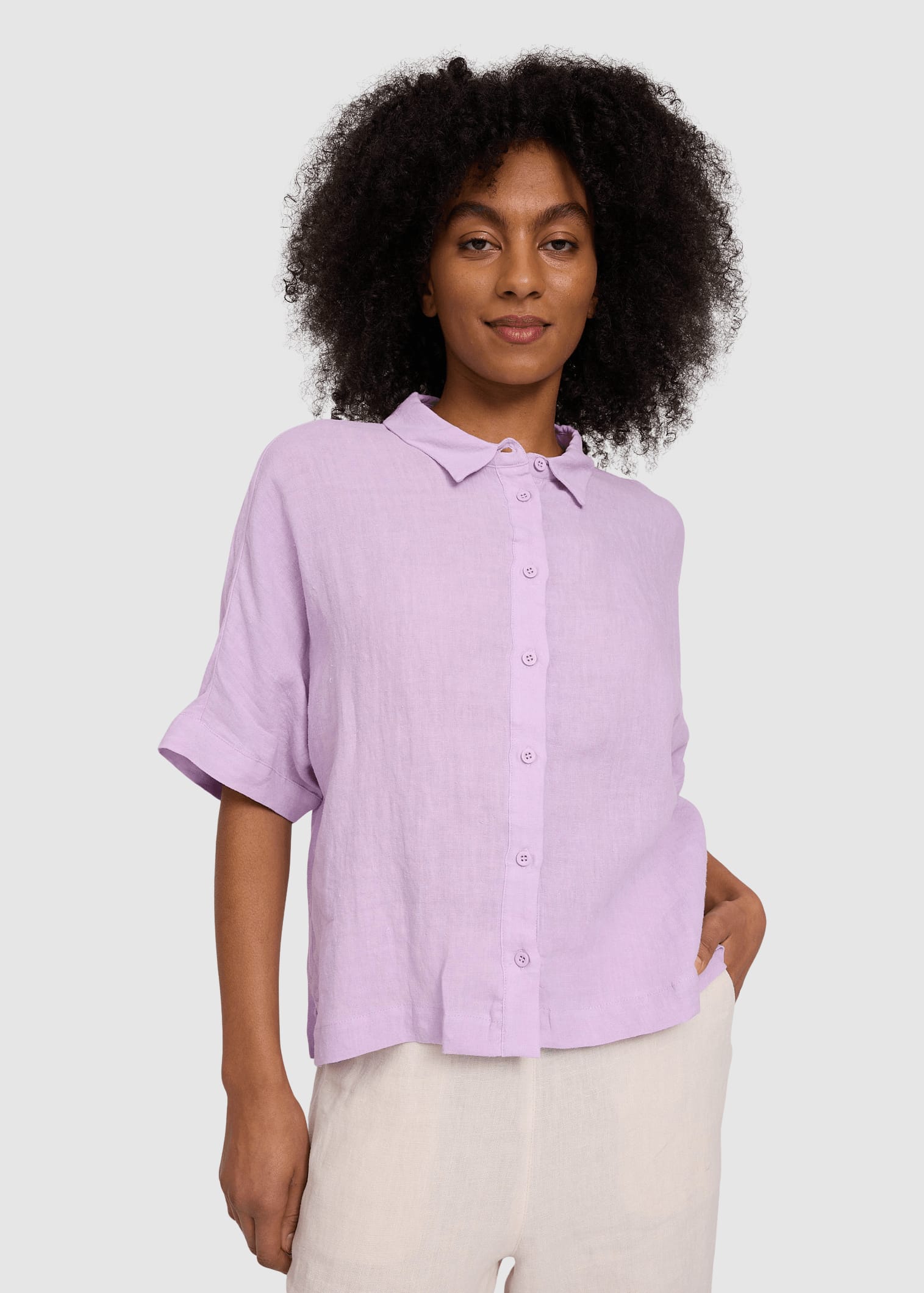 Short Sleeve Linen Shirt Bright Lavender Short Sleeve Linen Shirt Bright Lavender