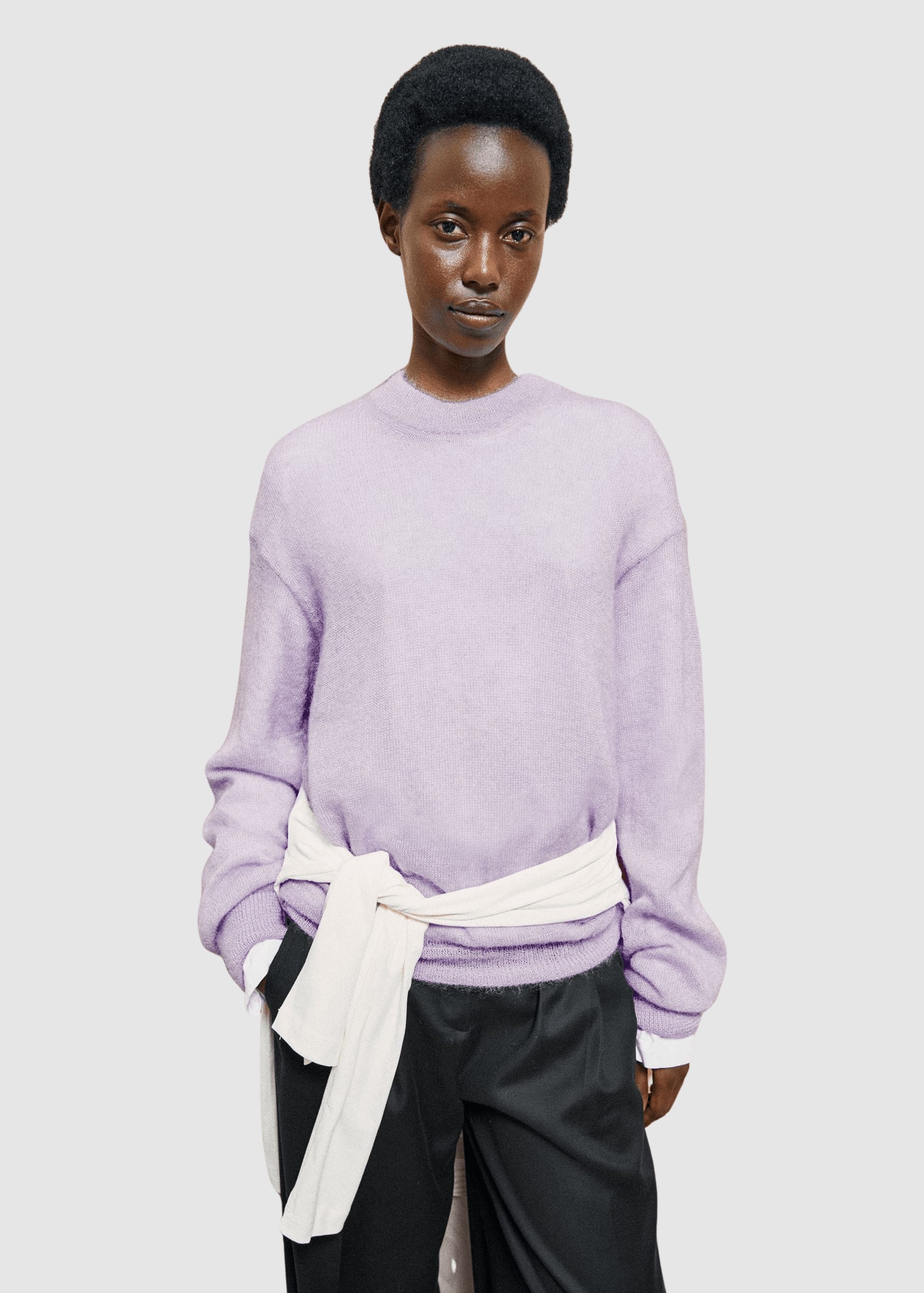 Mohair Blend Knit Sweater Moonlit Lilac