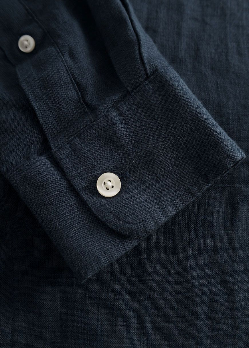 Custom Fit Linen Stand Collar Shirt Custom Fit Linen Stand Collar Shirt