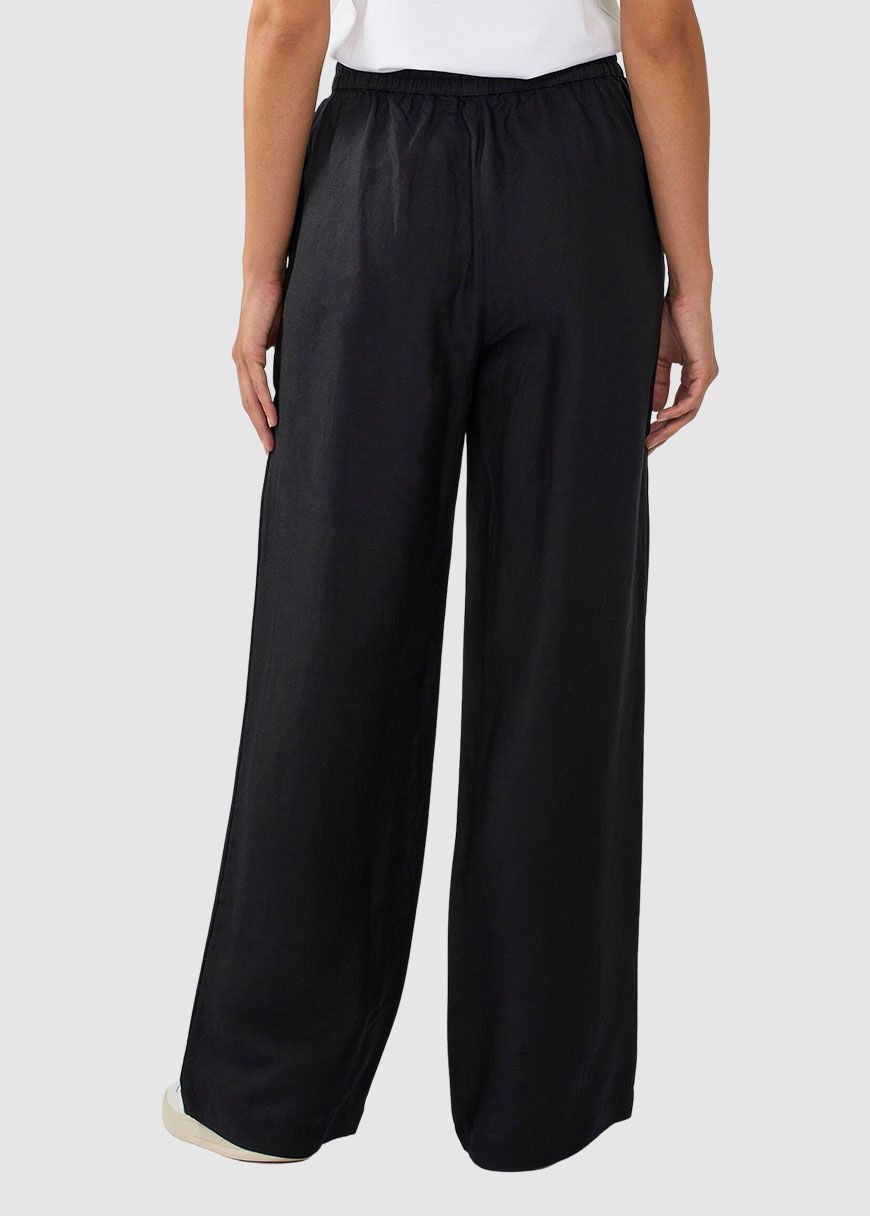 Linen Mix Elastic Waist Pants