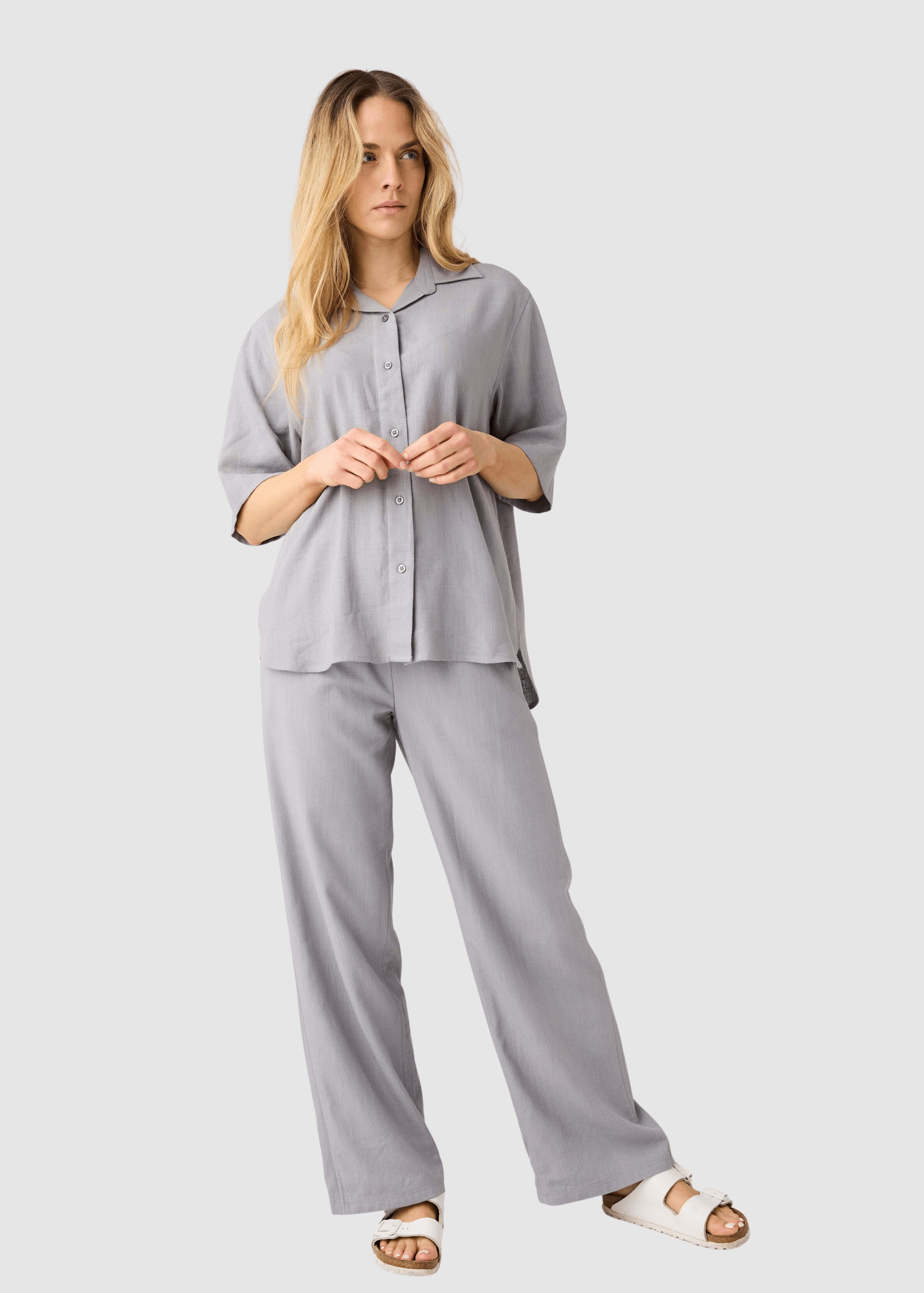Posey Wide Linen-MIX Pants Ultimate Grey
