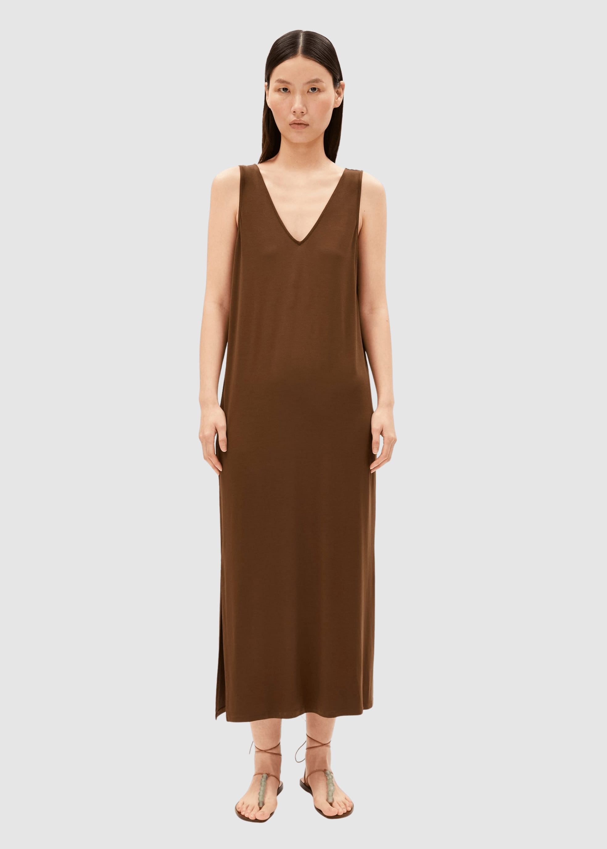 Sleeveless Jersey Midi Dress Dried Palm
