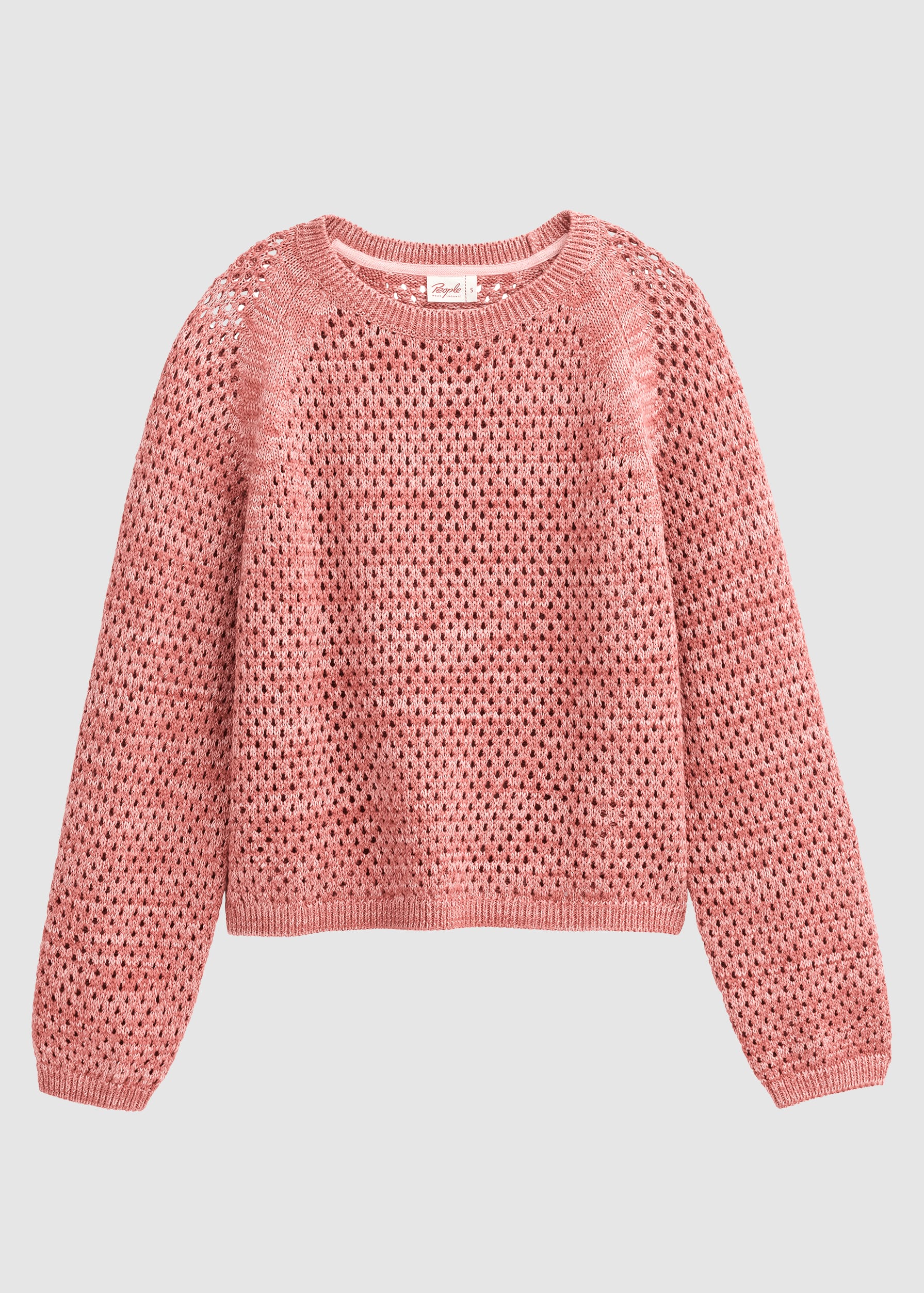 Lochstrick-Raglanpullover Terrakotta Melange