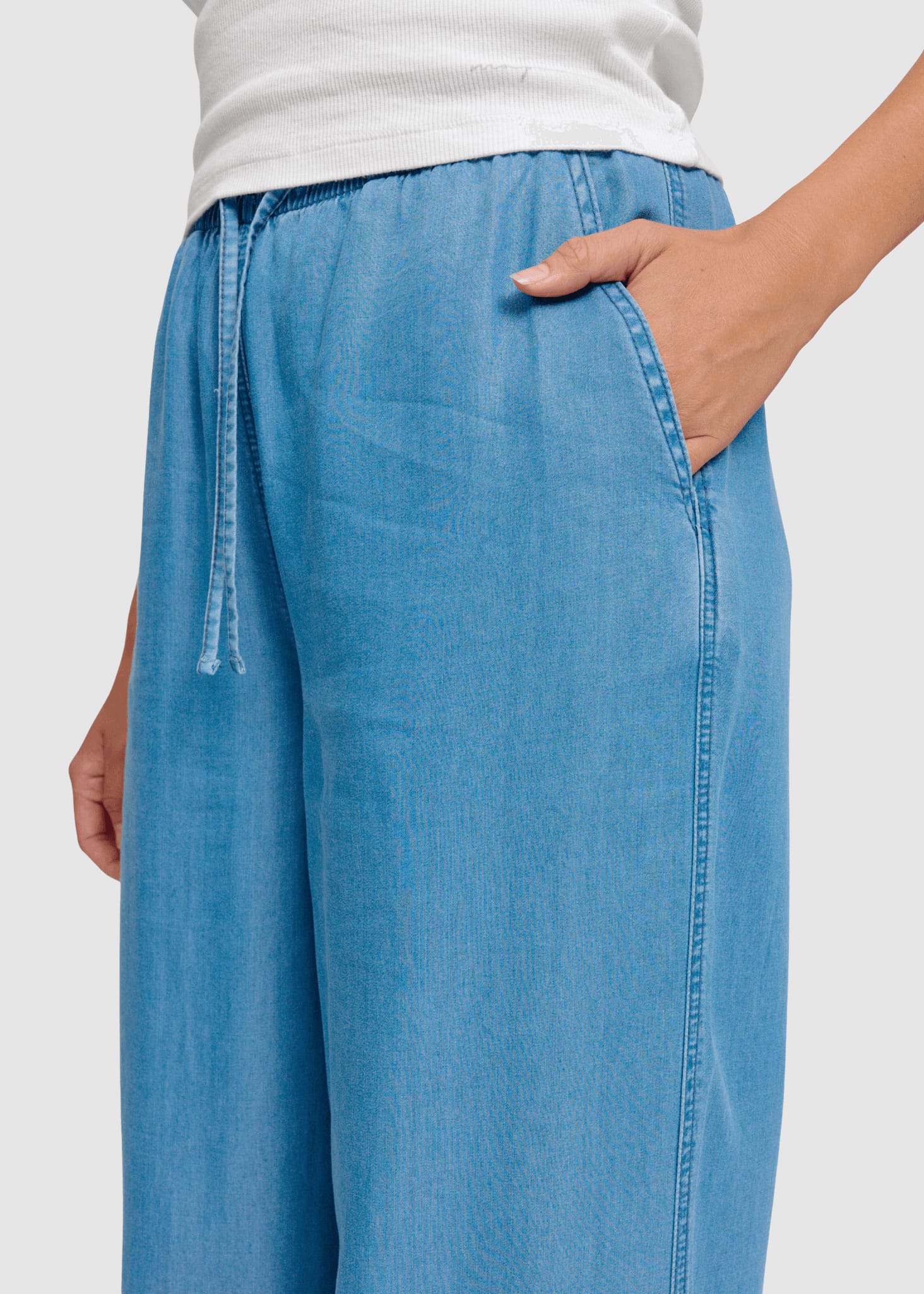 Drawstring Tencel Pants Dark Blue Wash