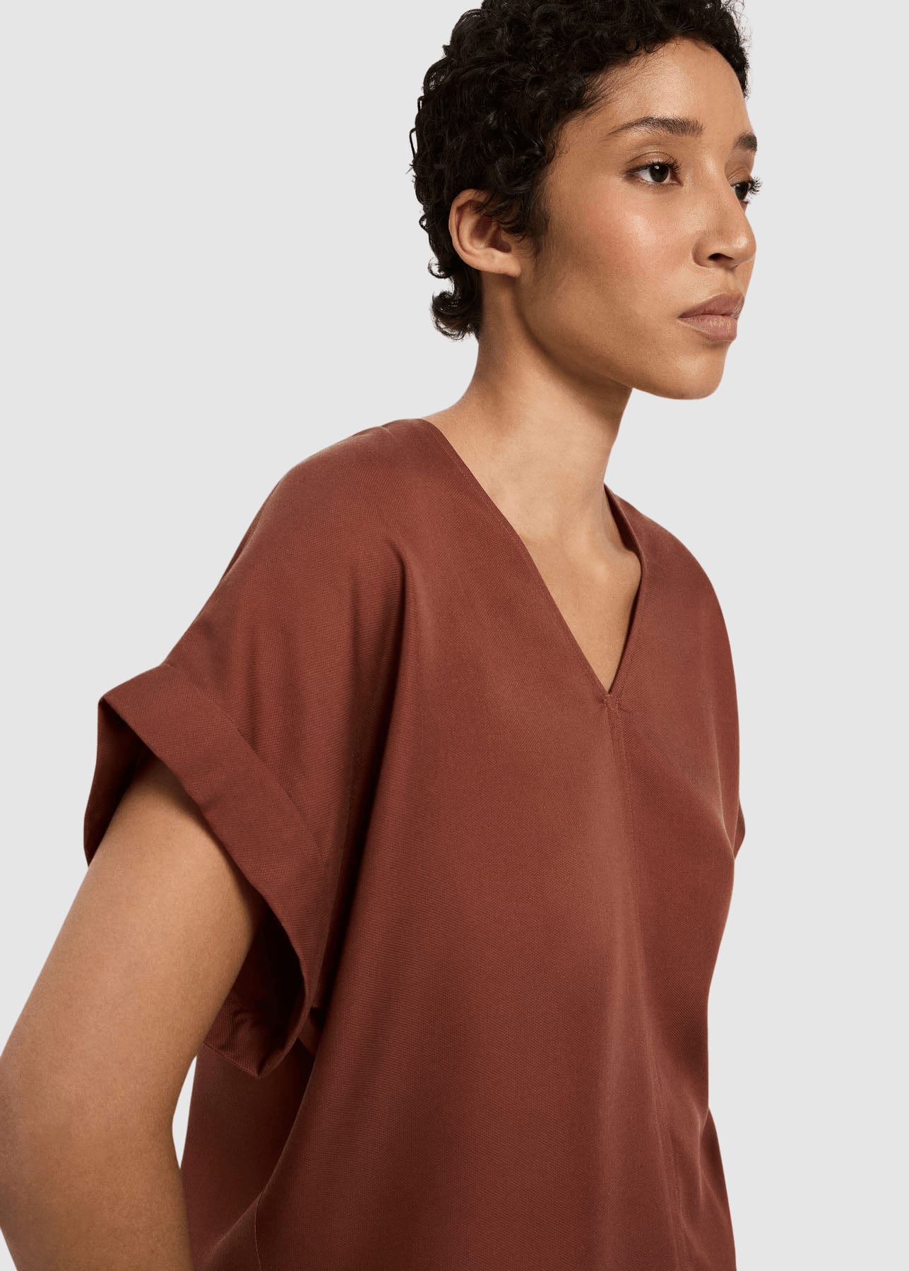 Blusenshirt Aus Tencel Dark Mocca