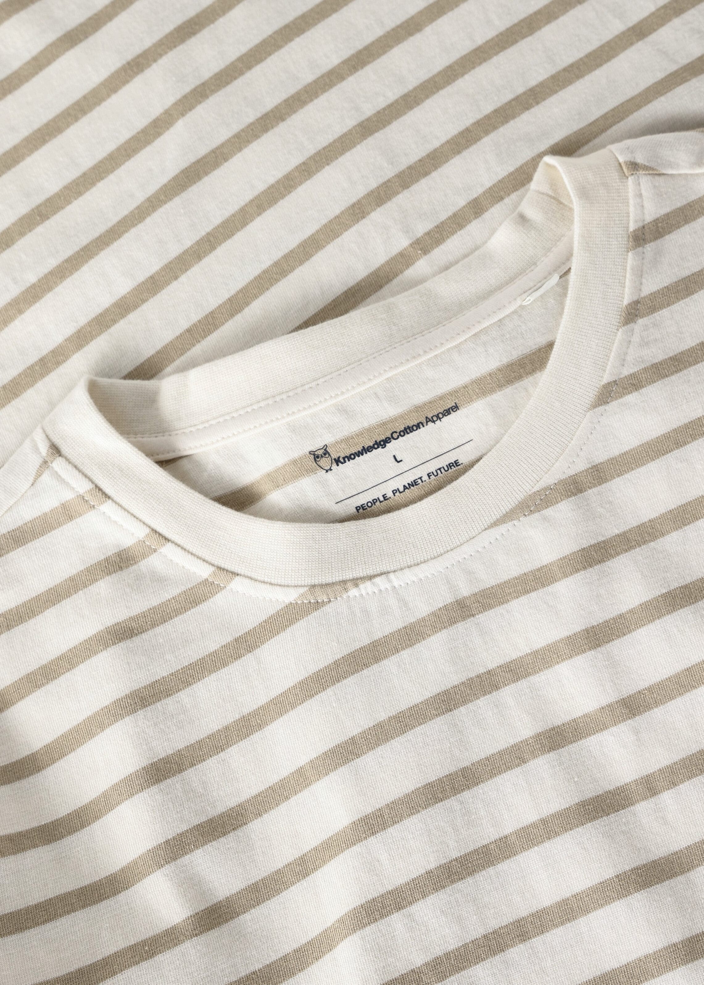 Loose Striped T-Shirt Beige Stripe