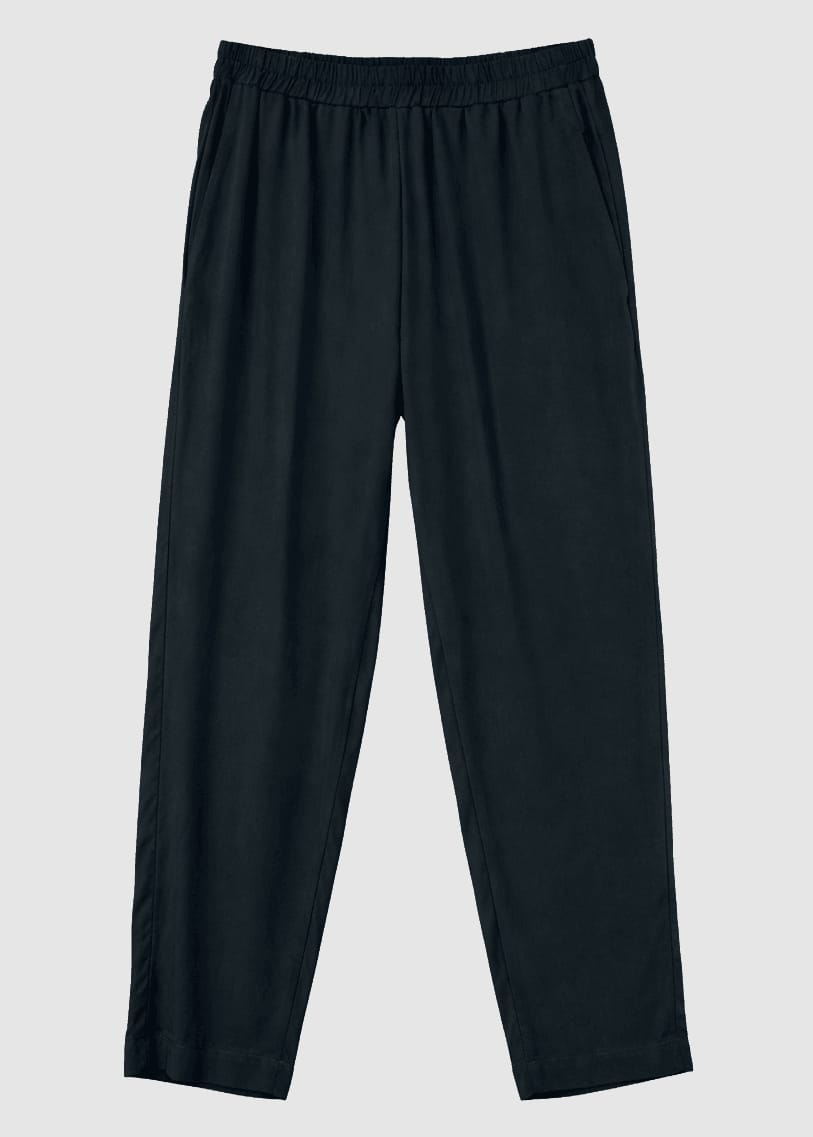 Straight Leg Viscose Pants Black