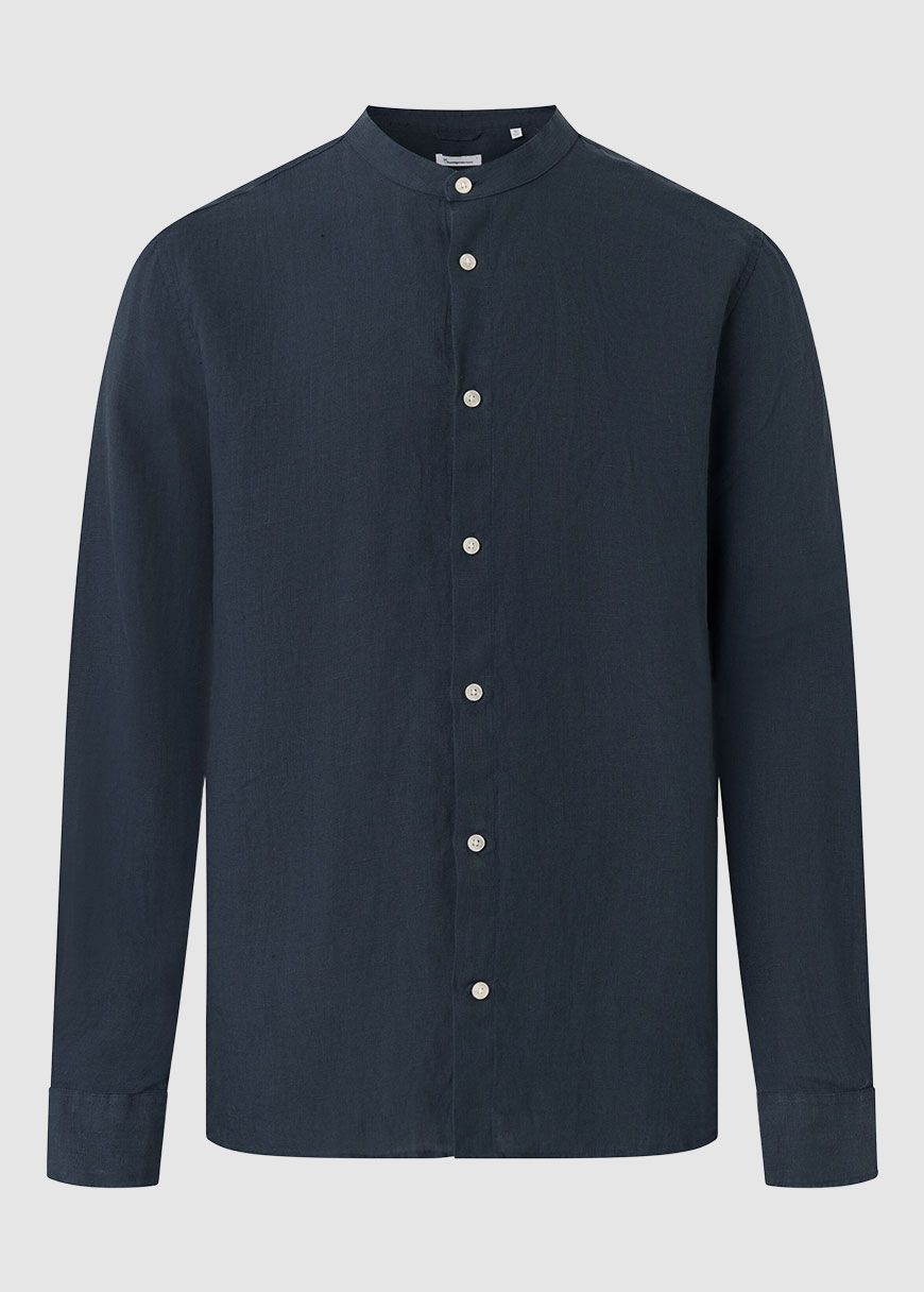 Custom Fit Linen Stand Collar Shirt Custom Fit Linen Stand Collar Shirt