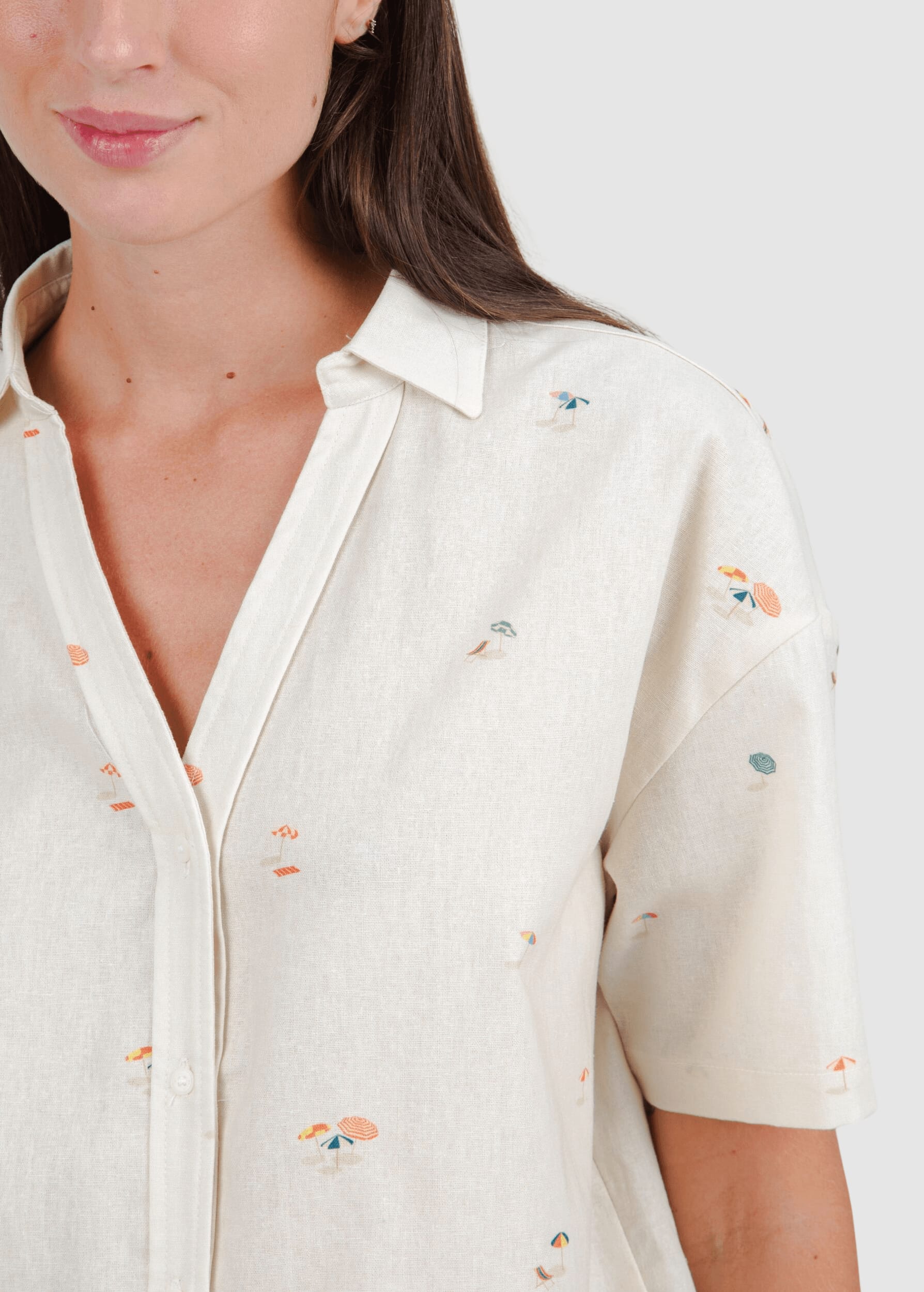 Beach Please Cropped Blouse Ecru