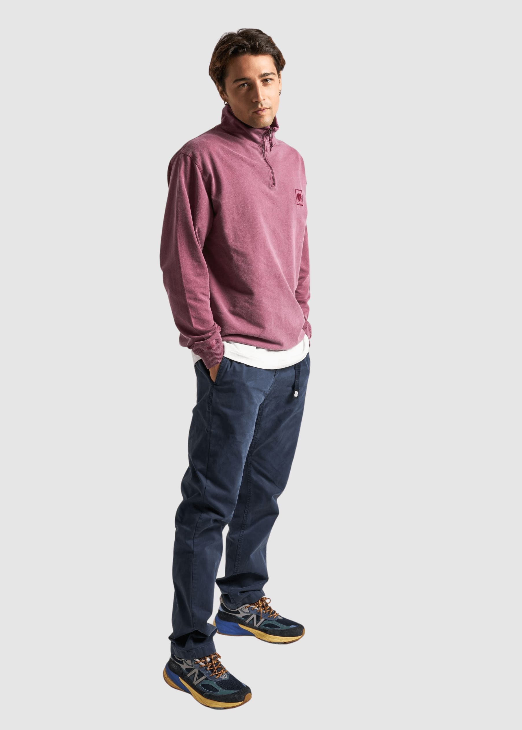 Sauce Pigment Dyed Quarter Zip Sweater Garnacha Red