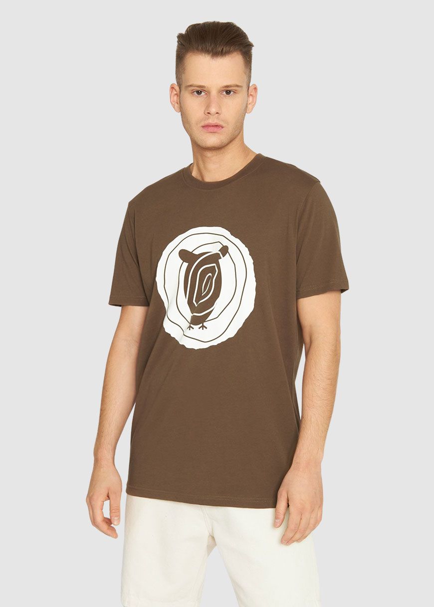 Tee In Single Jersey With Wood Print