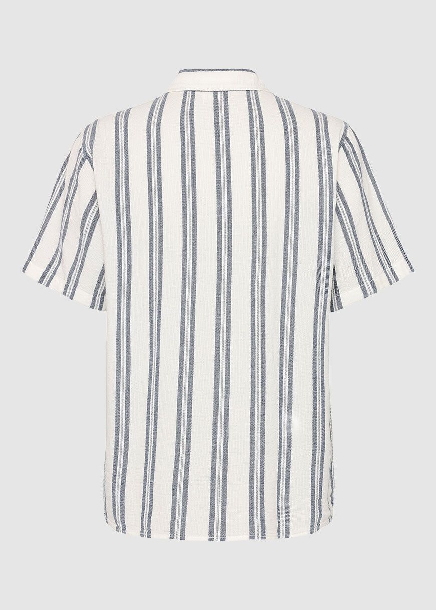 Box Short Sleeve Striped Cotton Shirt