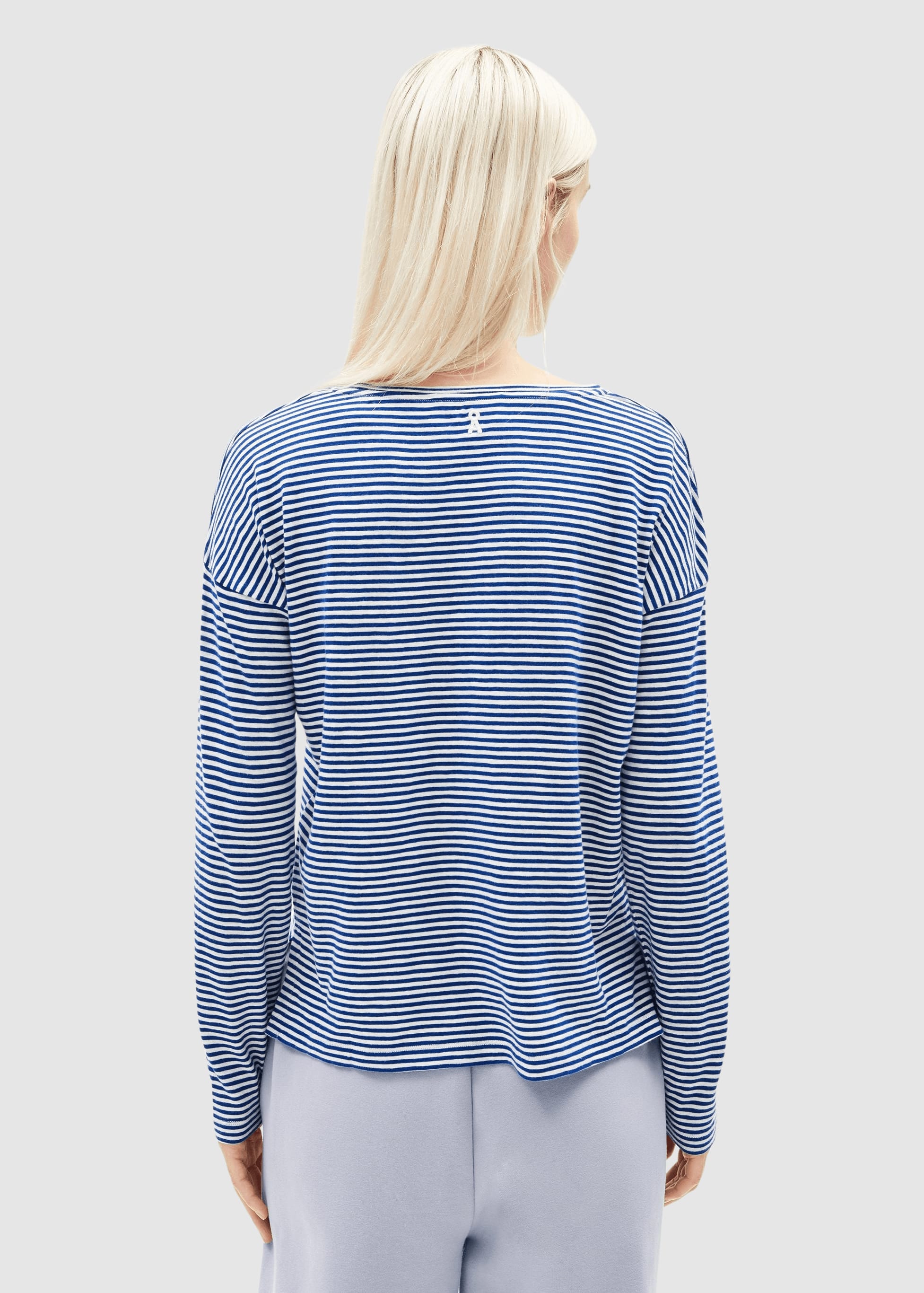 Xianaa Stripe Longsleeve Oatmilk-Dynamo Blue