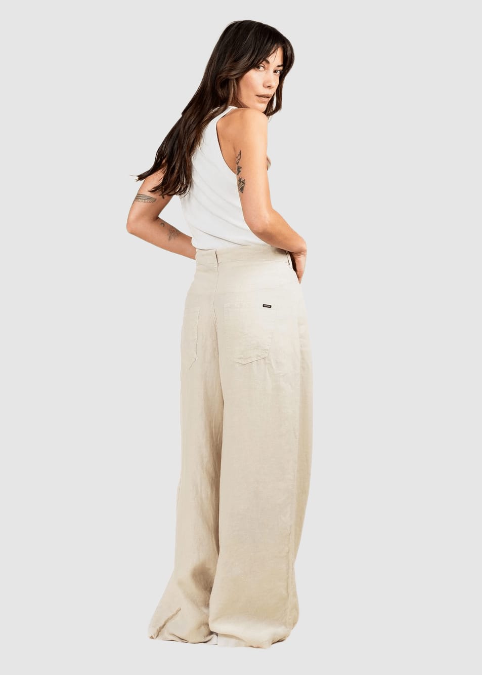 Loren Linen Pant Solid Oatmeal