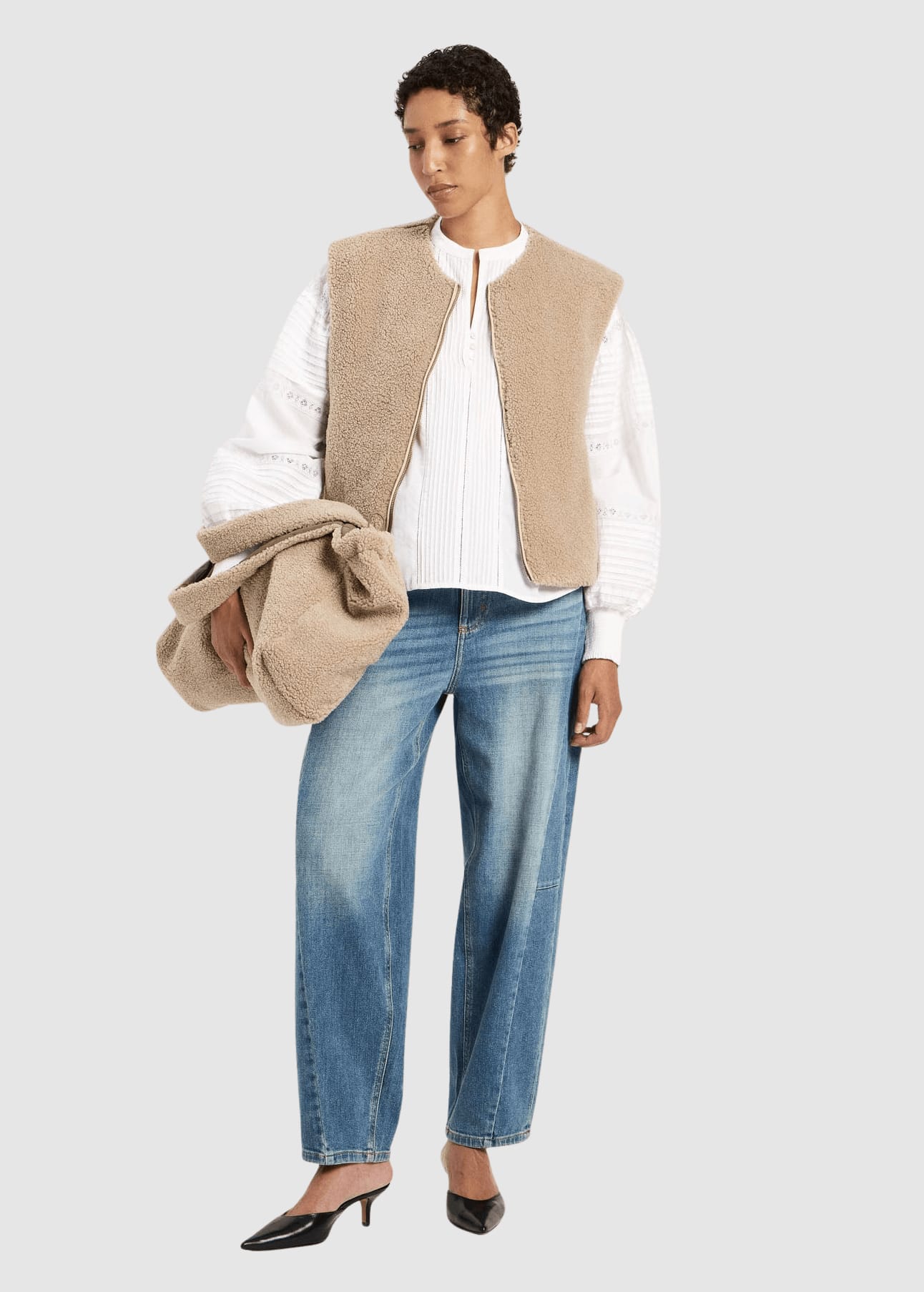 Wende Weste Grs White Pepper