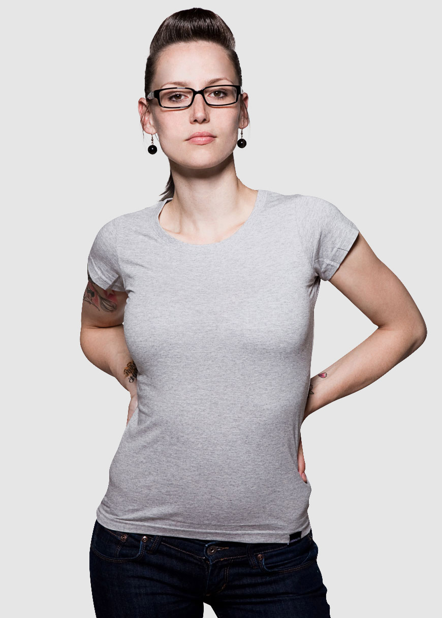 T-Shirt Rundausschnitt Grau Meliert