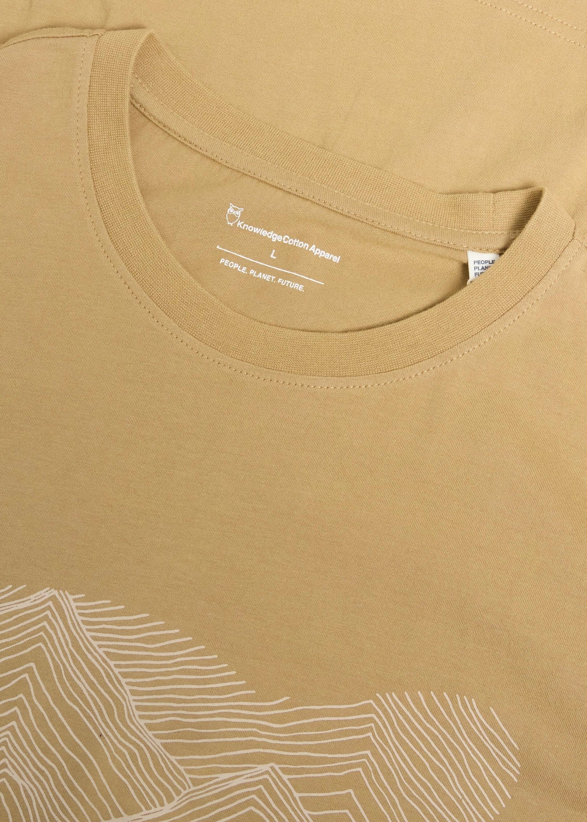knowledge-cotton-apparel-front-print-t-shirt-kelp-melange-2.jpeg Front Print T-Shirt Kelp Melange