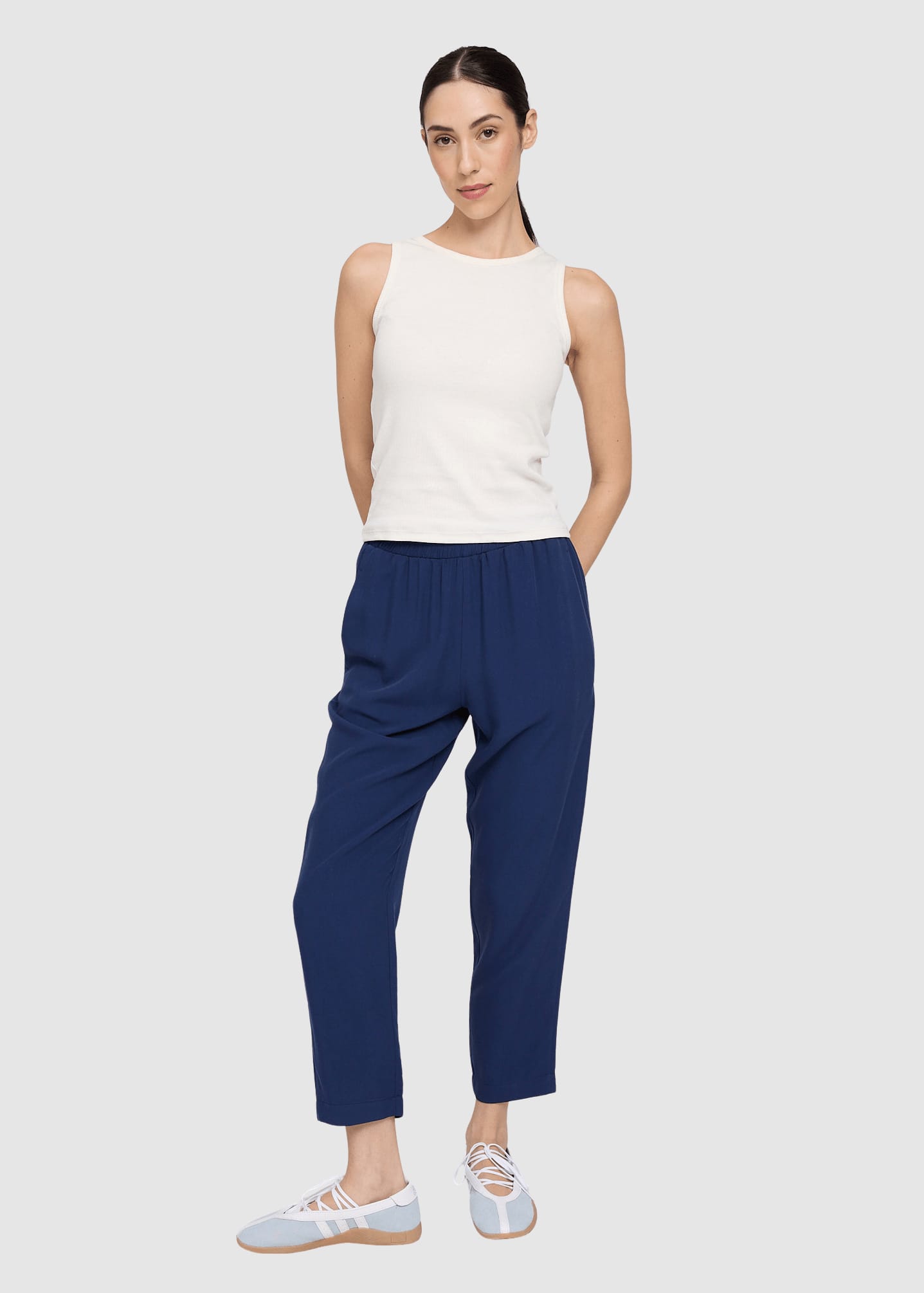 Straight Leg Viscose Pants Indigo