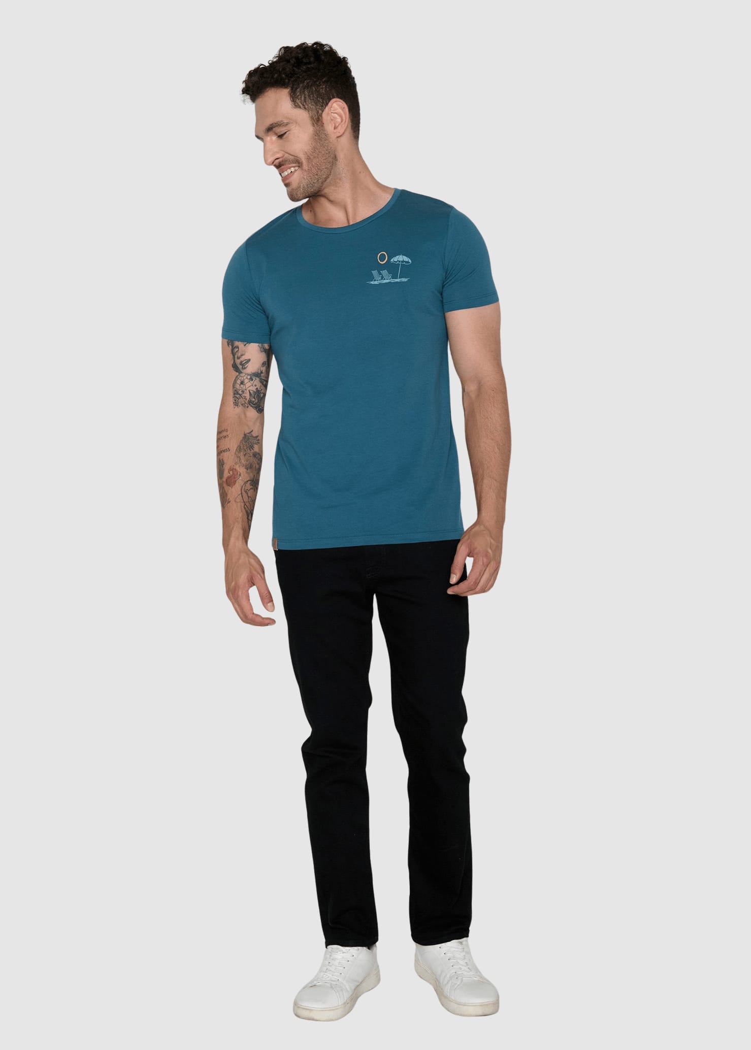 Beach View Guide T-Shirt Blue Stone