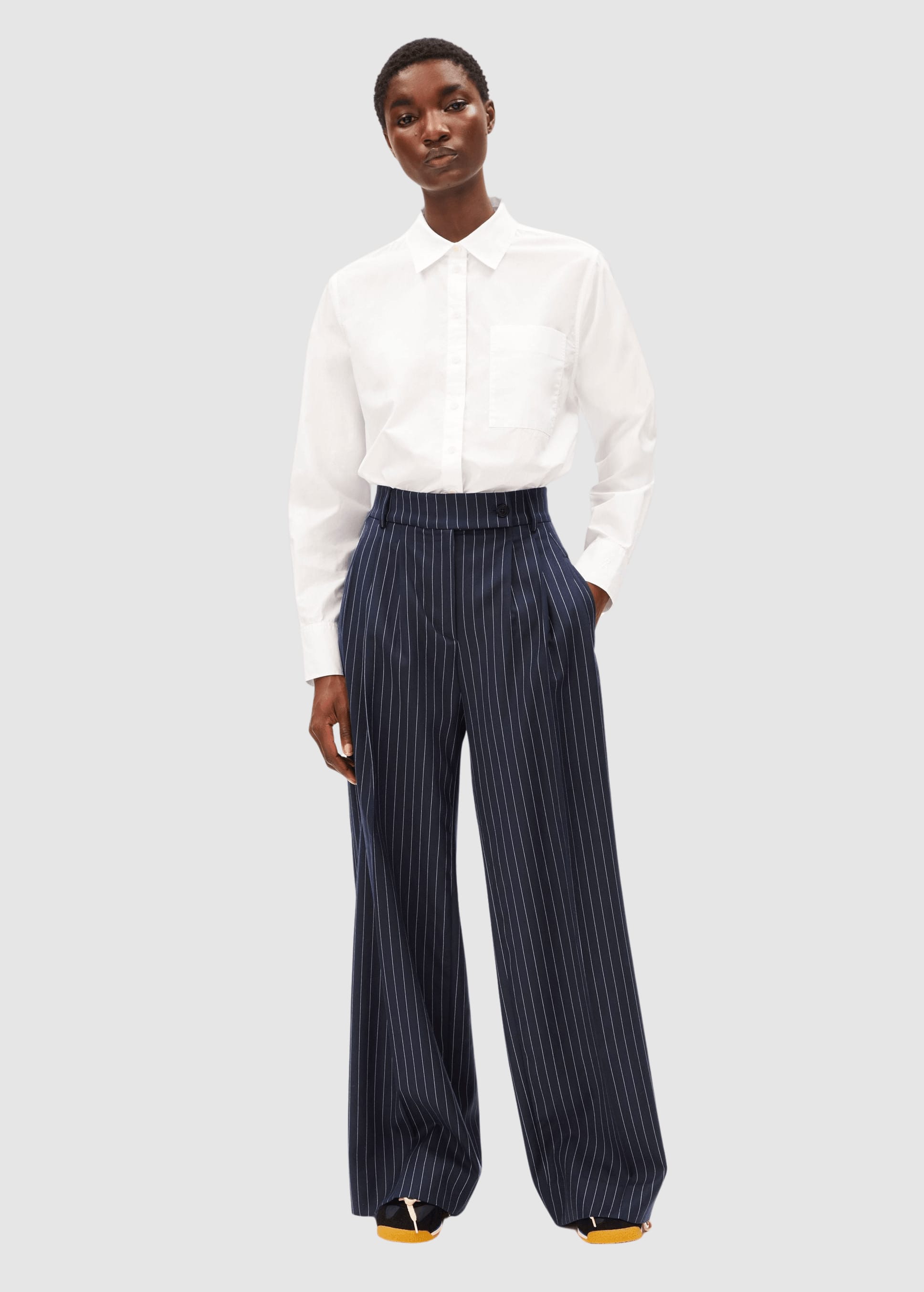 Pinstripe Kaayua Pant Night Sky-White